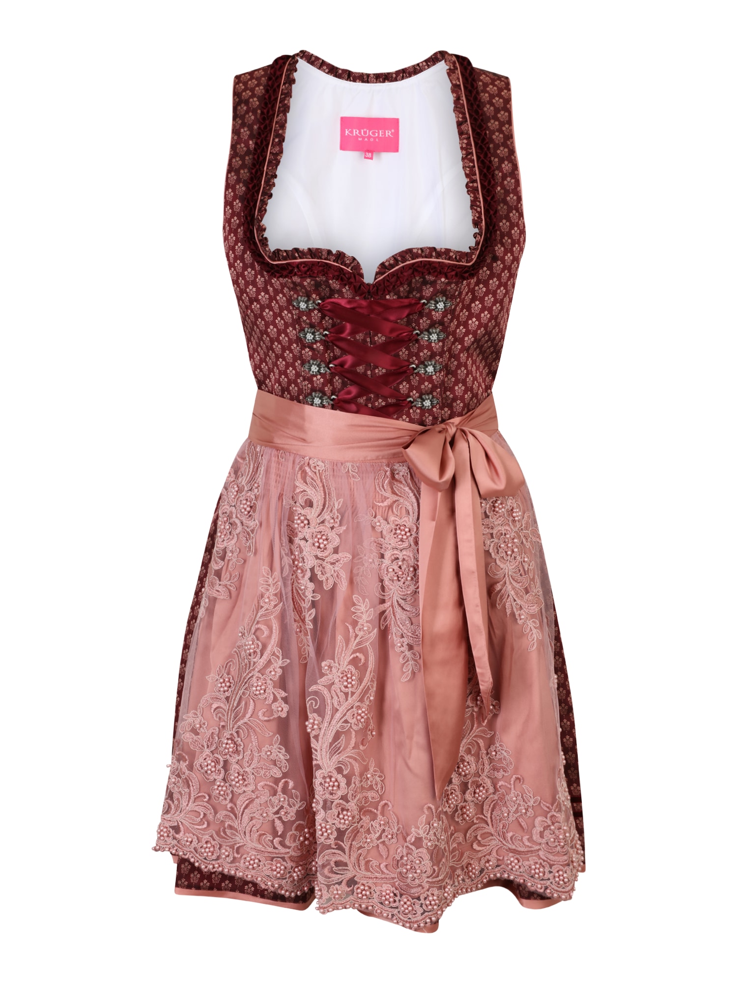 Krüger Madl Dirndl  staro roza / bordo