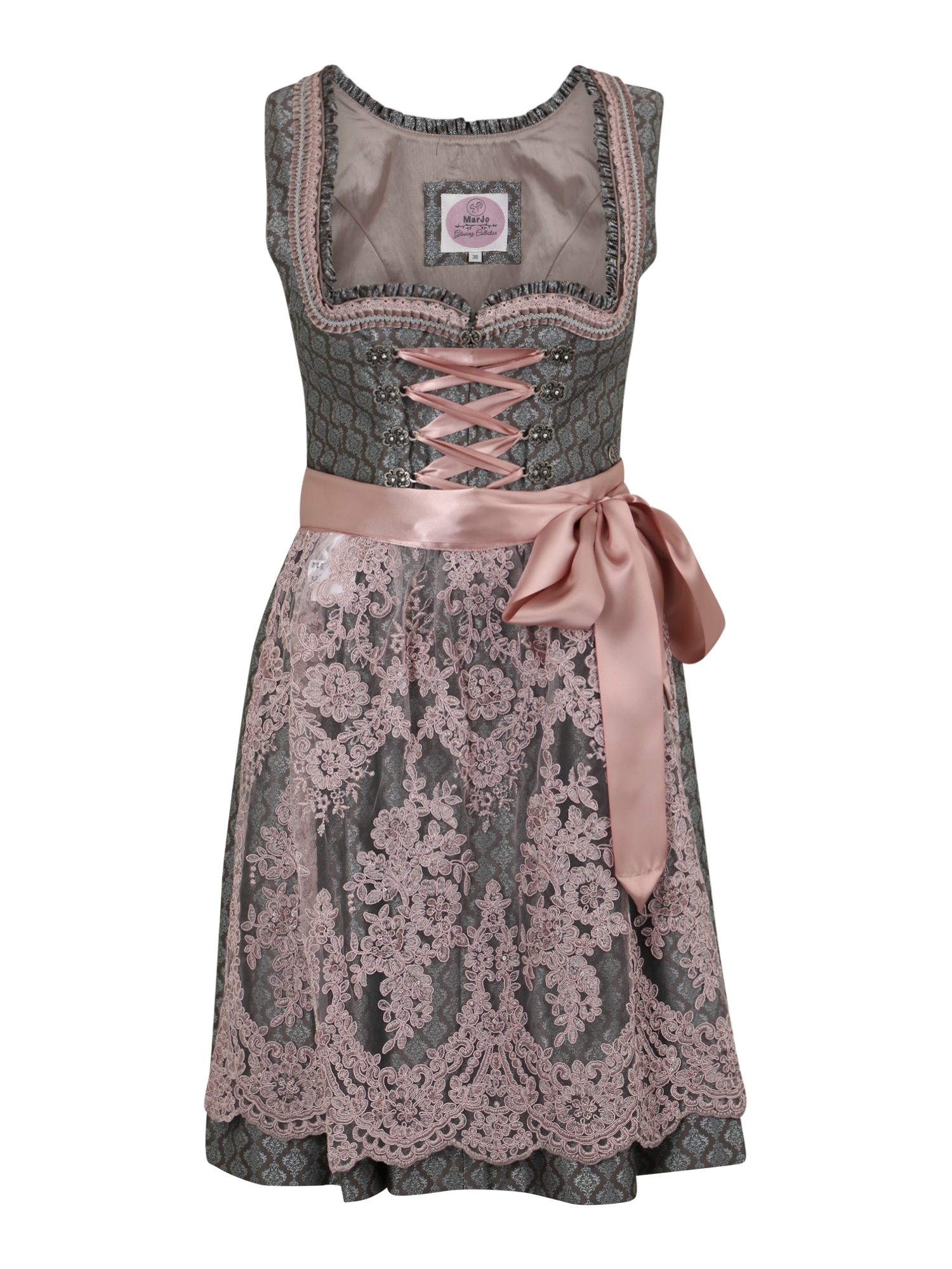 MARJO Dirndl 'Kacey'  temno rjava / siva / roza