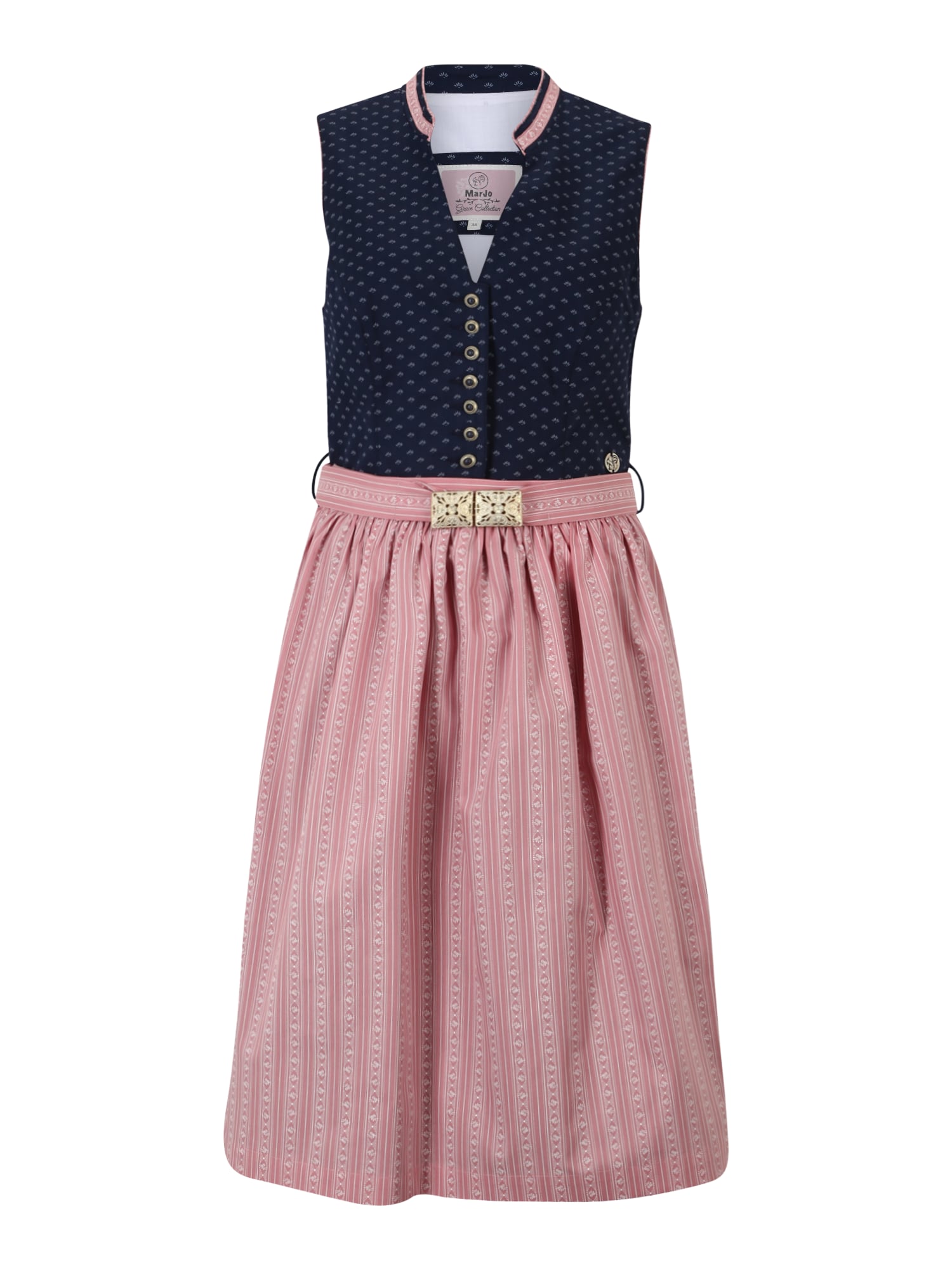 MARJO Dirndl  temno modra / svetlo roza / bela