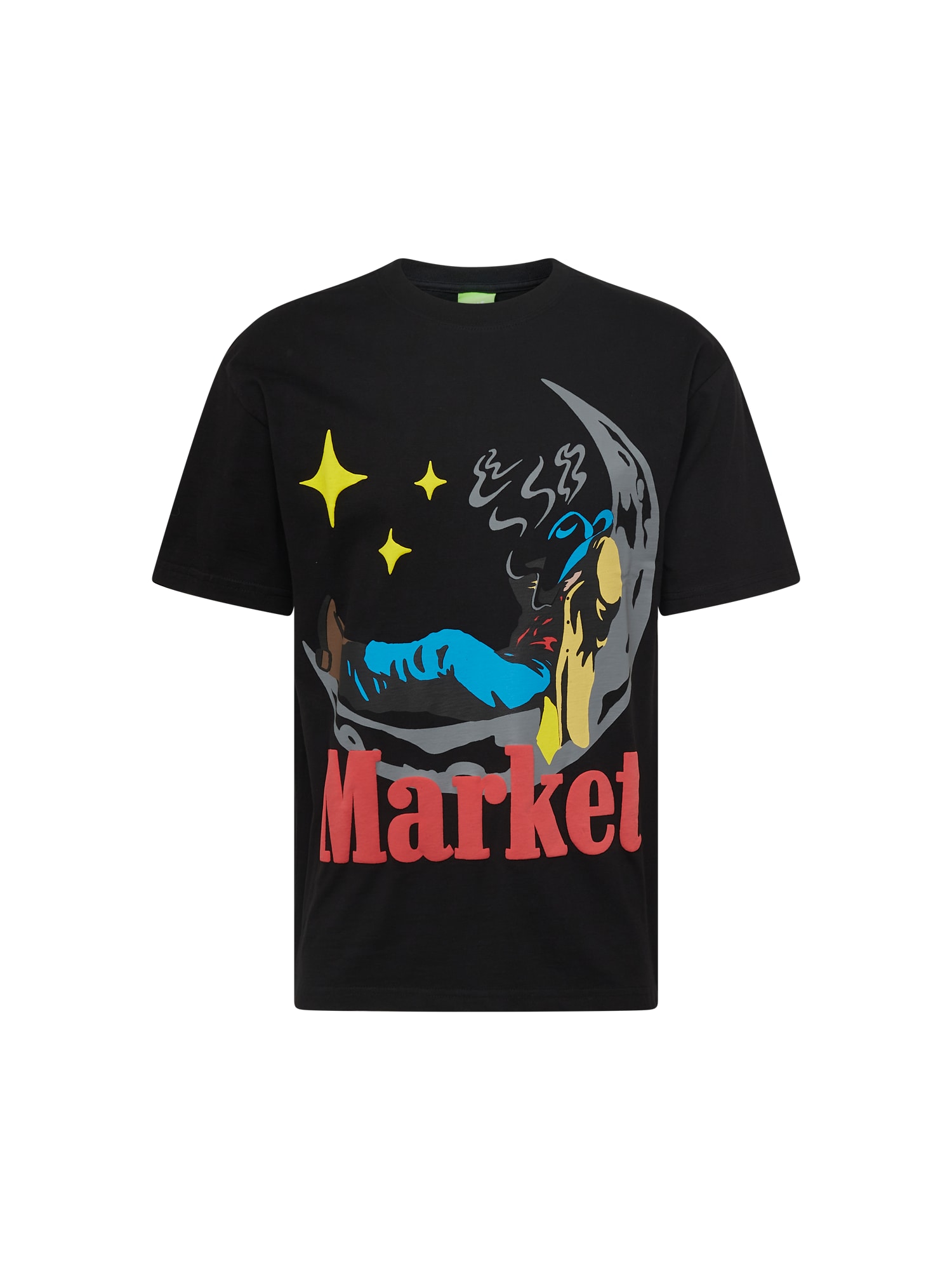 MARKET Majica 'Man On Moon'  nebeško modra / rumena / rdeča / črna