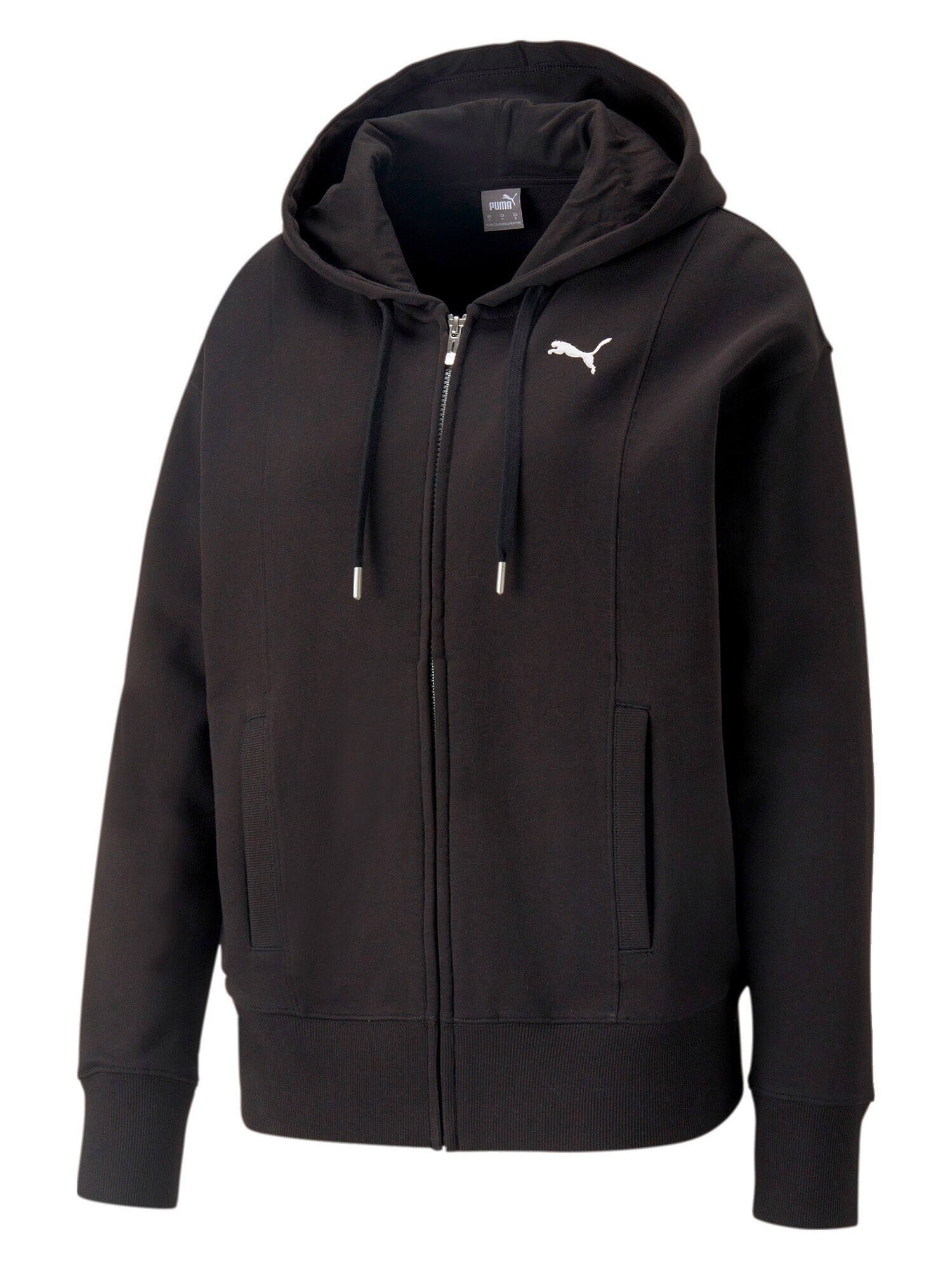 PUMA Športna jopa na zadrgo  črna / bela