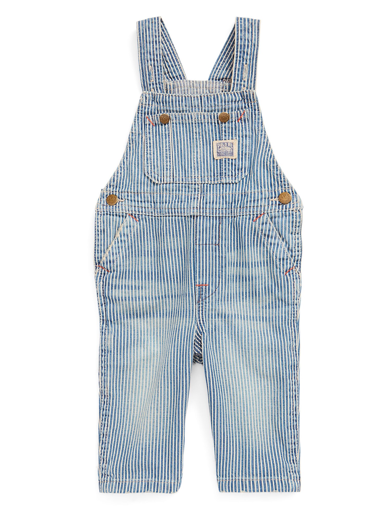 Polo Ralph Lauren Hlače z naramnicami  moder denim / bela