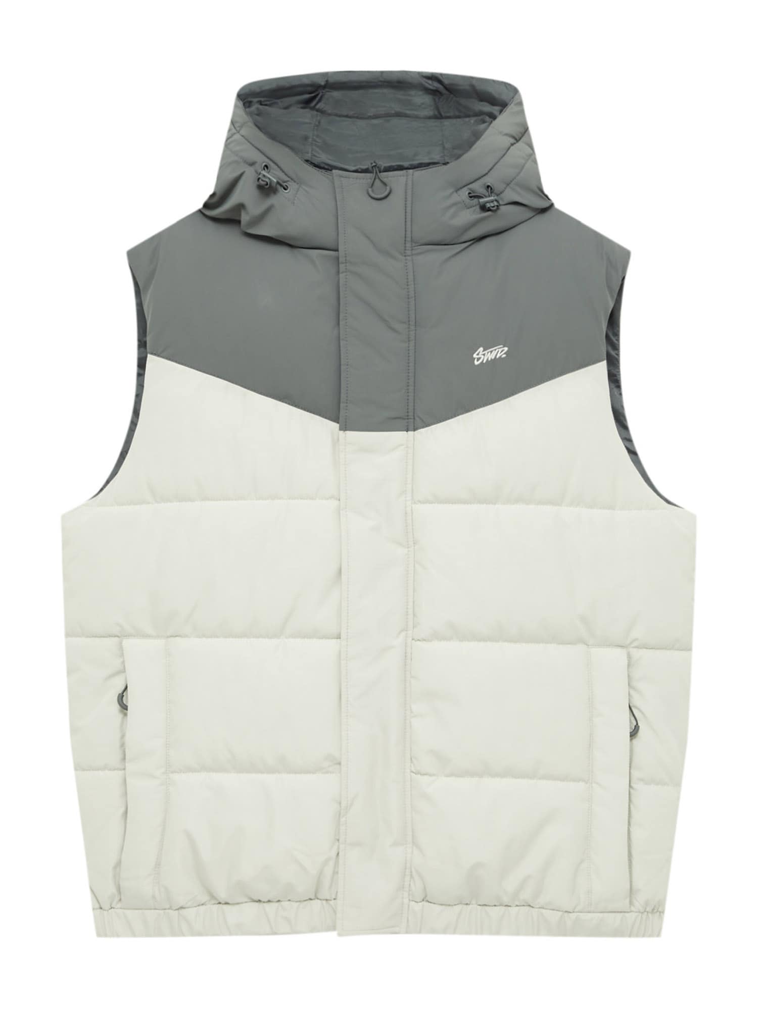 Pull&Bear Brezrokavnik  temno siva / bela