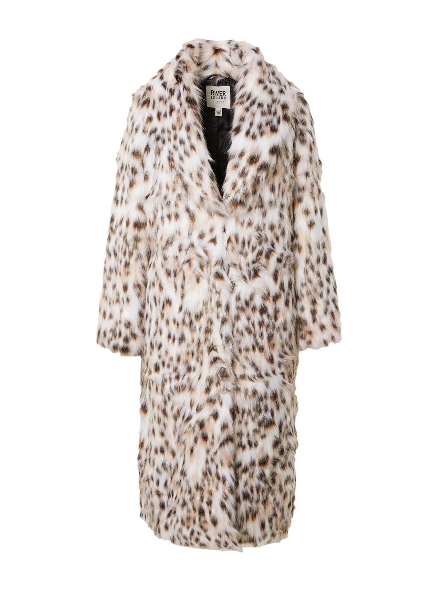 River Island Zimski plašč  svetlo rjava / temno rjava / bela
