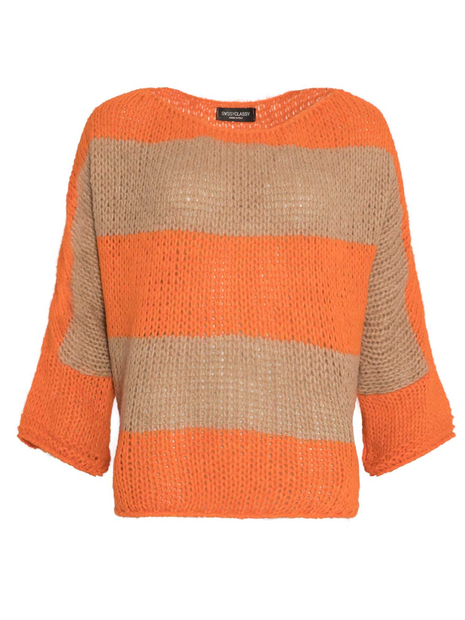 SASSYCLASSY Širok pulover  bež / oranžna
