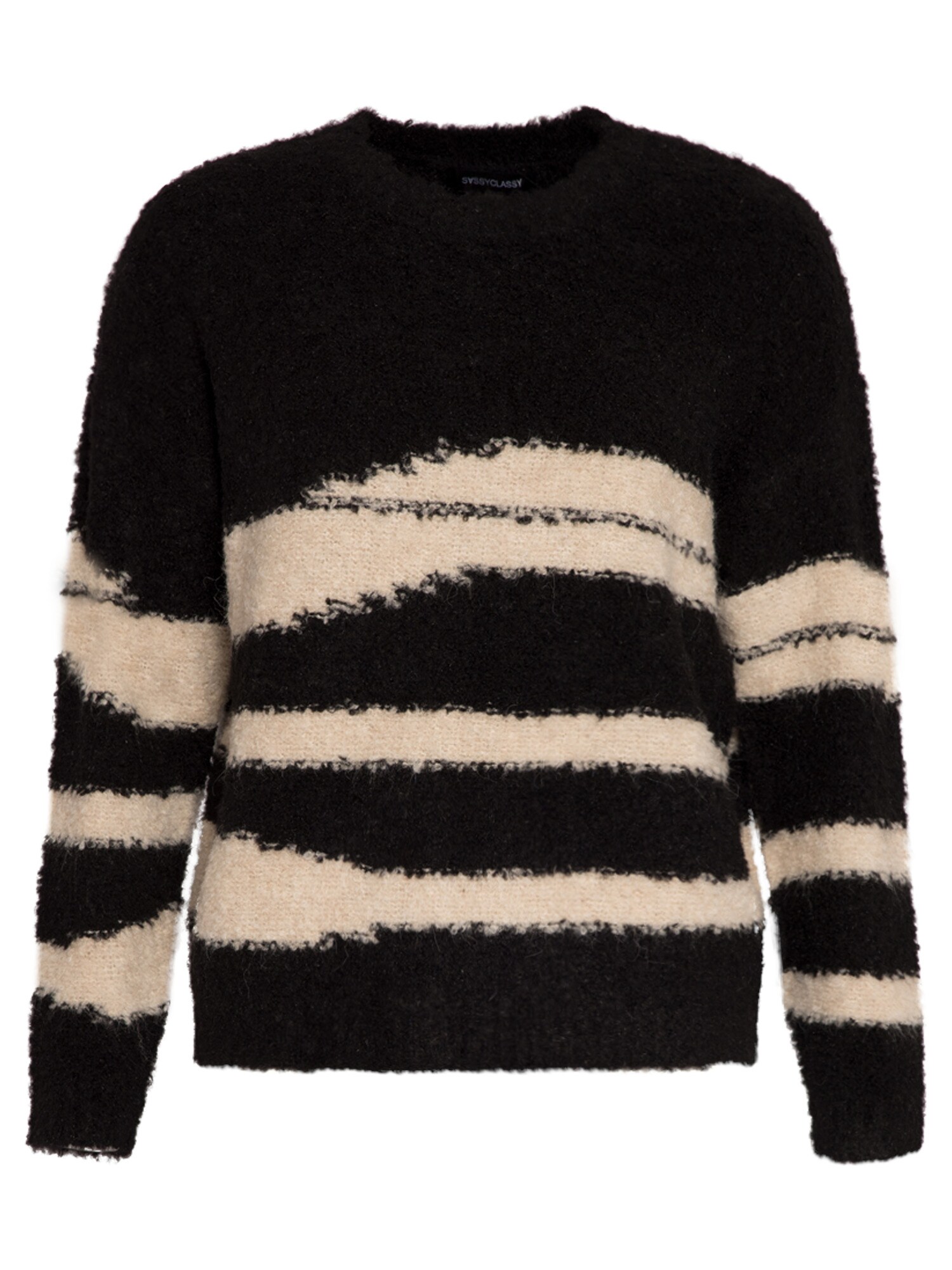 SASSYCLASSY Širok pulover  kremna / črna