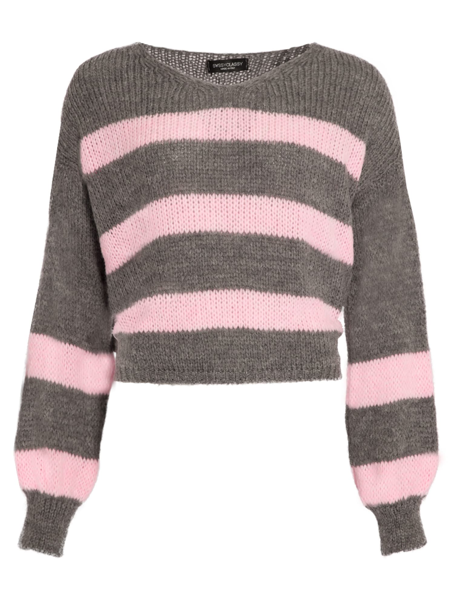 SASSYCLASSY Širok pulover  siva / roza