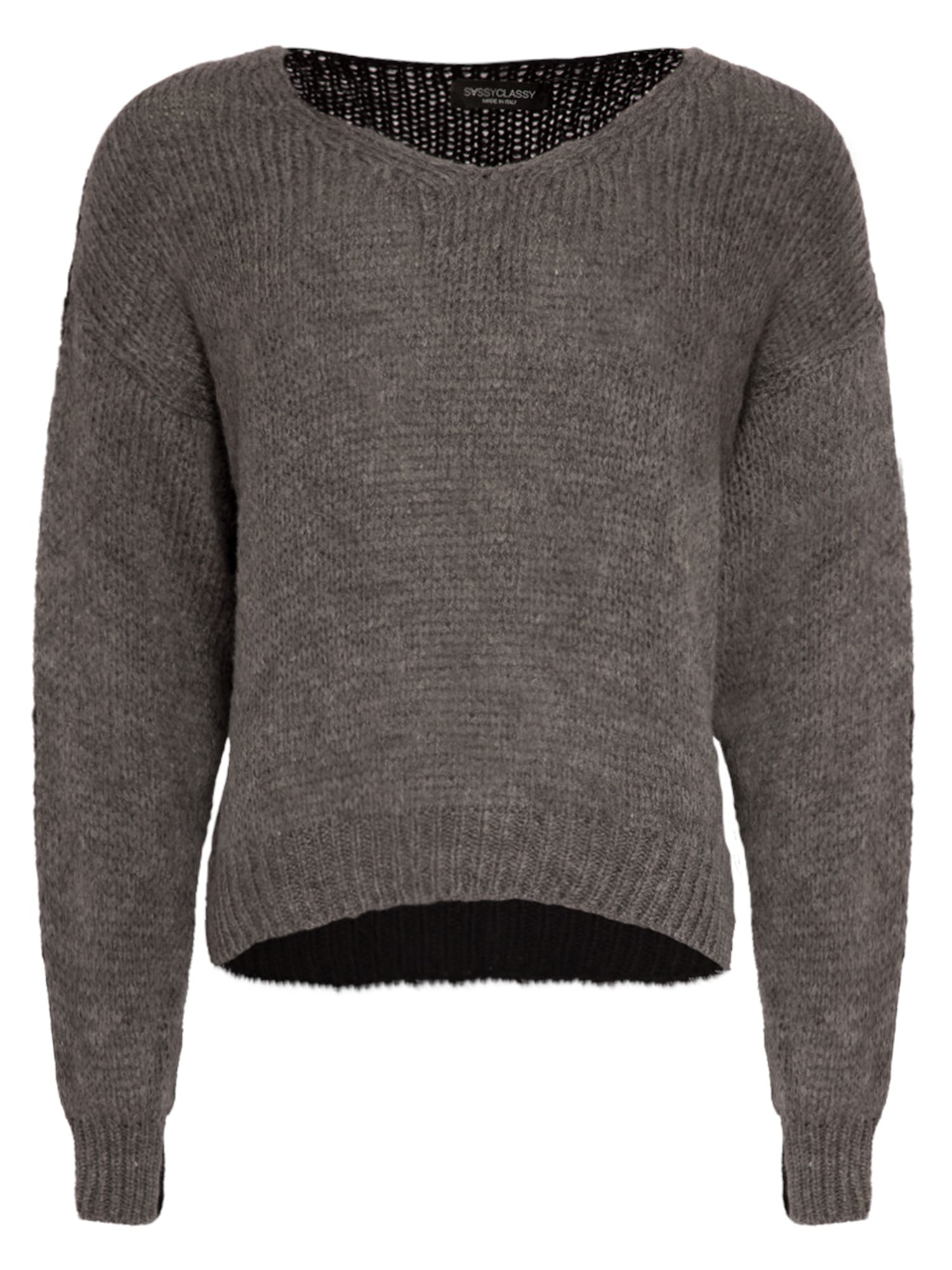 SASSYCLASSY Širok pulover  temno siva