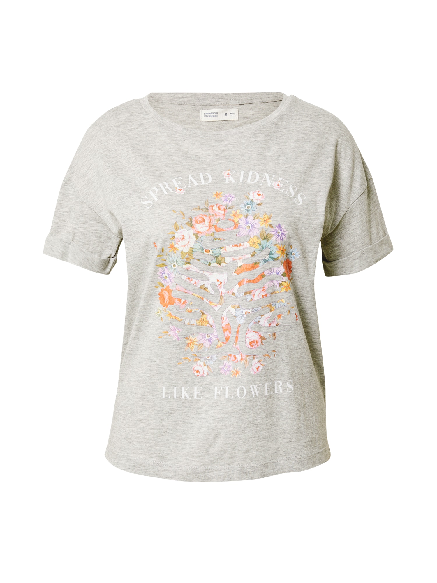Springfield Majica 'CAMISETA'  pegasto siva / lila / oranžna / bela