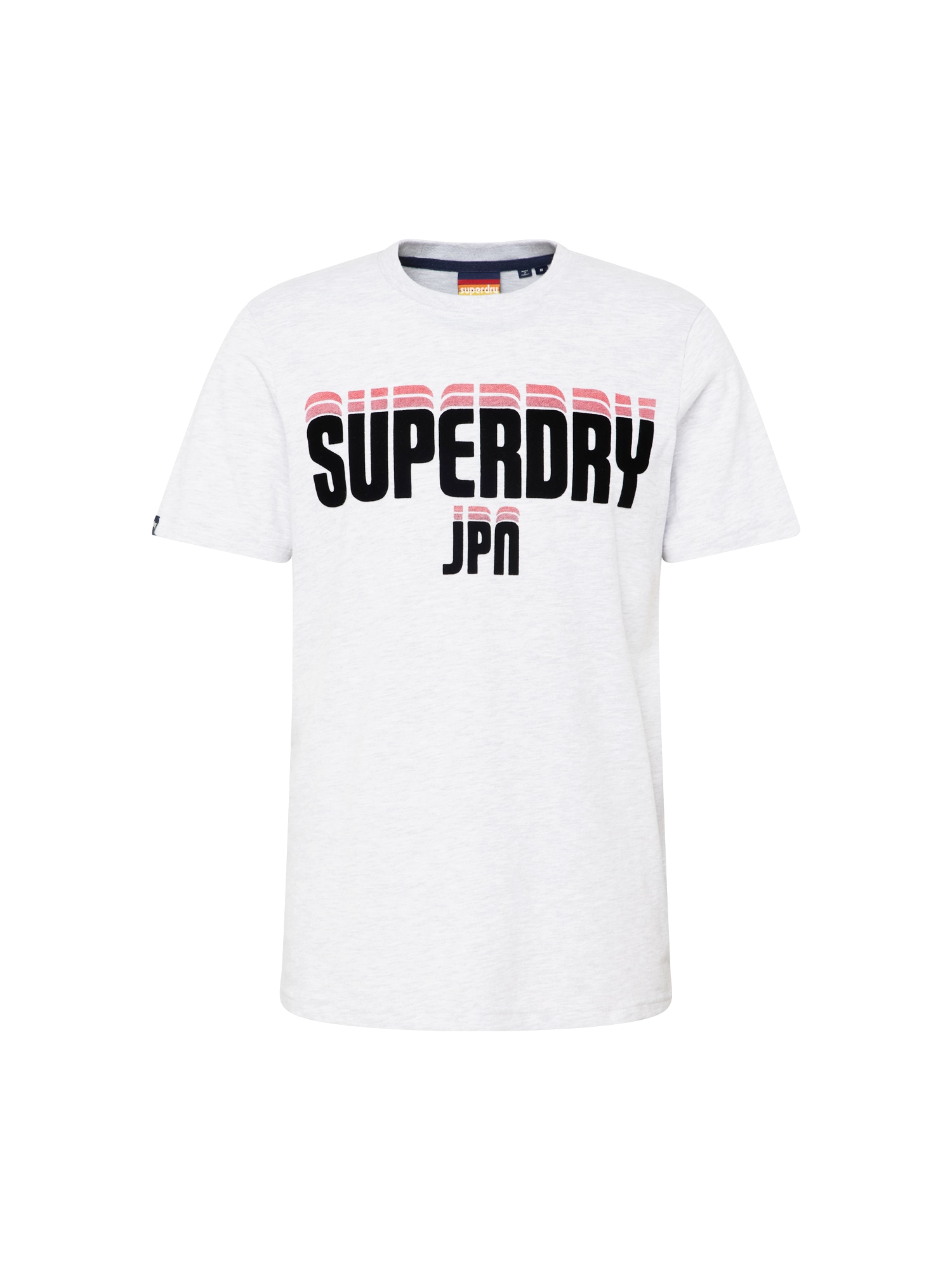 Superdry Majica  pegasto siva / melona / črna