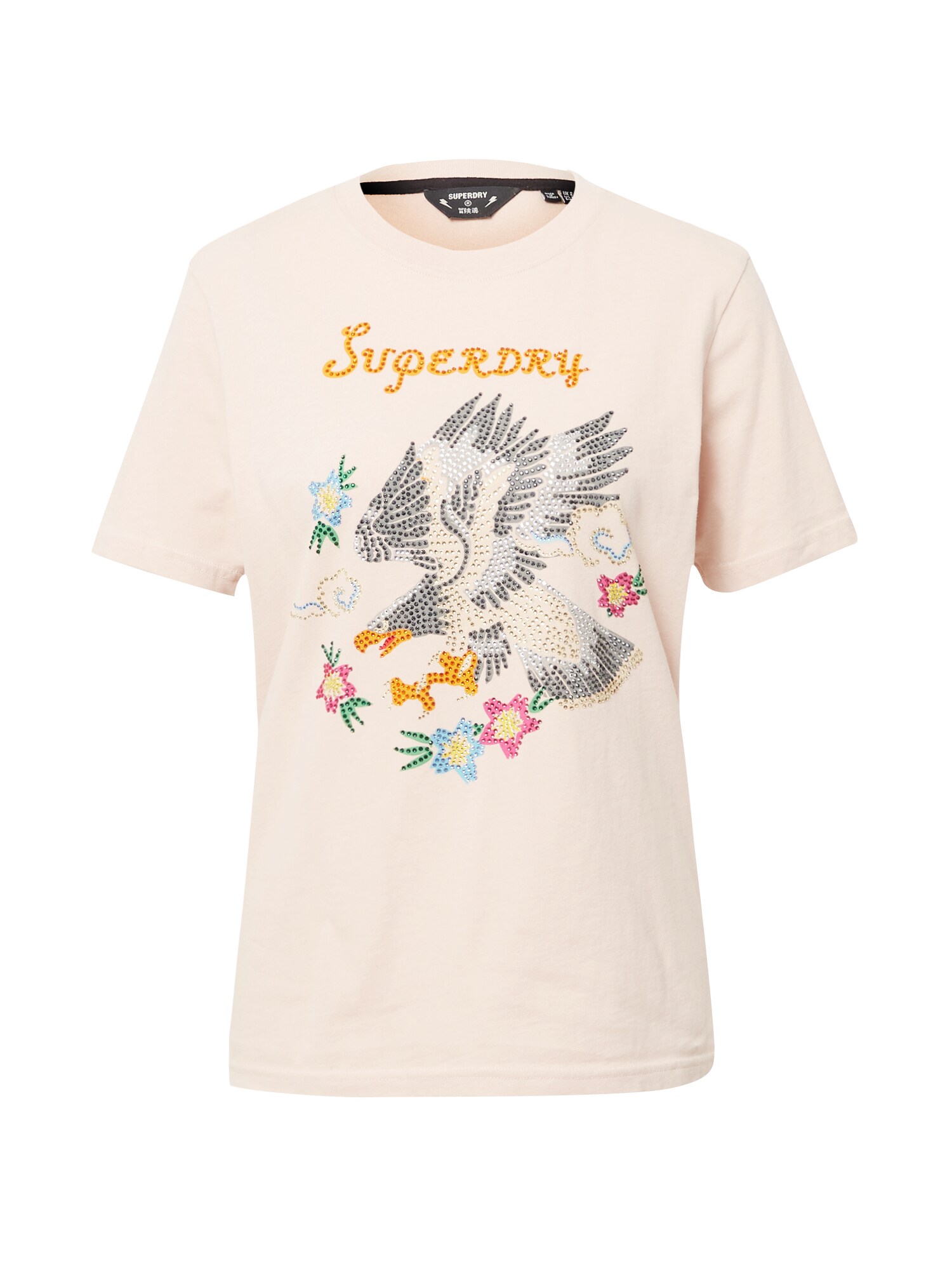 Superdry Majica  siva / zelena / oranžna / puder