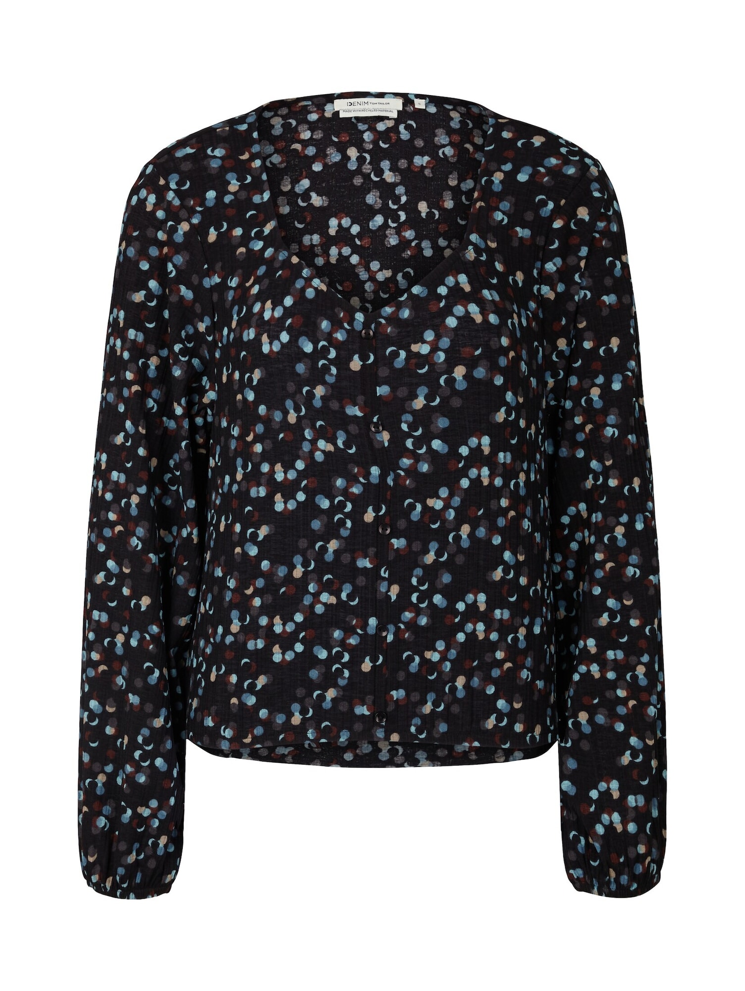 TOM TAILOR DENIM Majica  modra / svetlo modra / rjasto rjava / črna