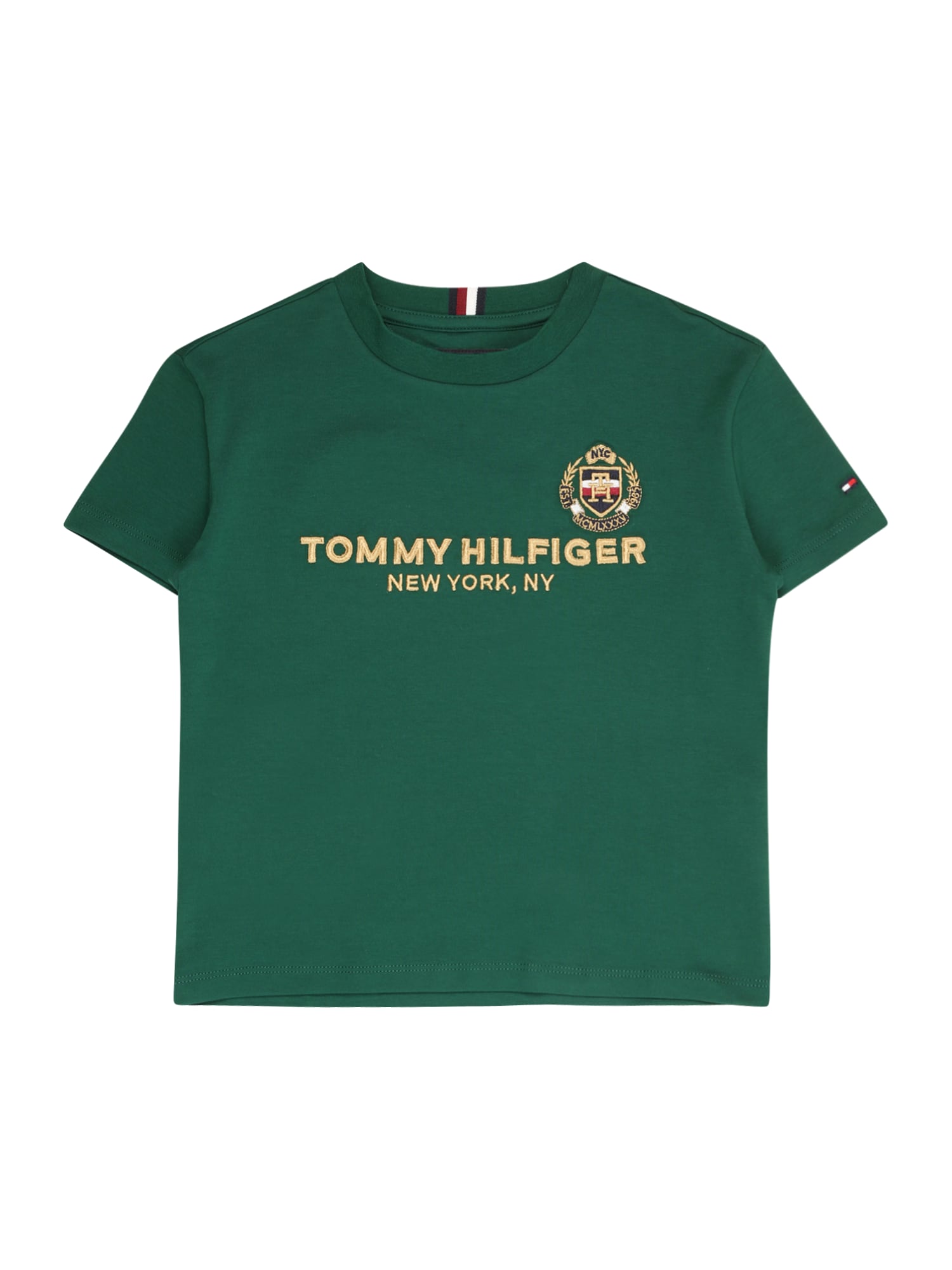 TOMMY HILFIGER Majica  mornarska / zlata / smaragd / rdeča