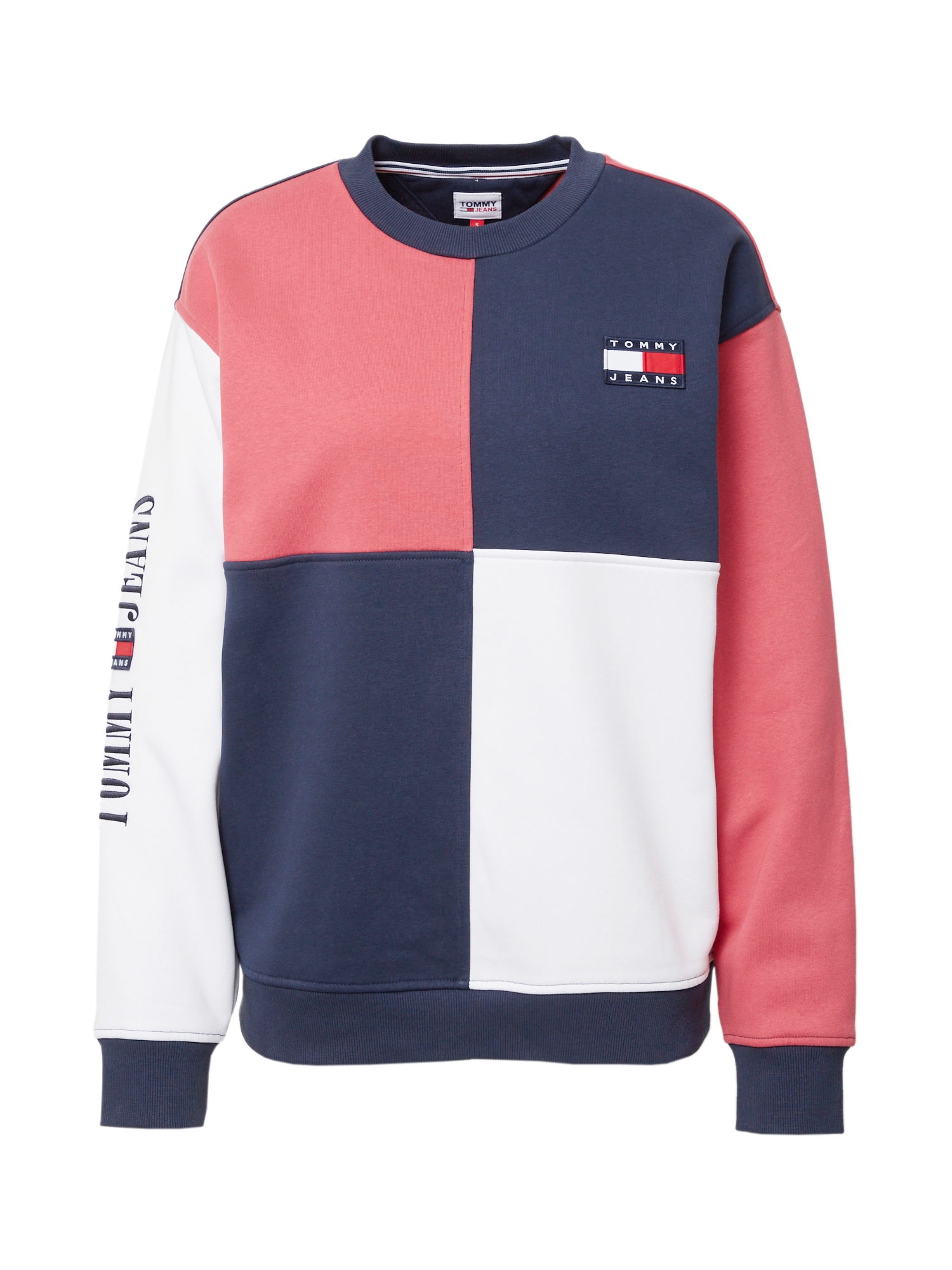 Tommy Jeans Majica  mornarska / rdeča / pastelno rdeča / bela