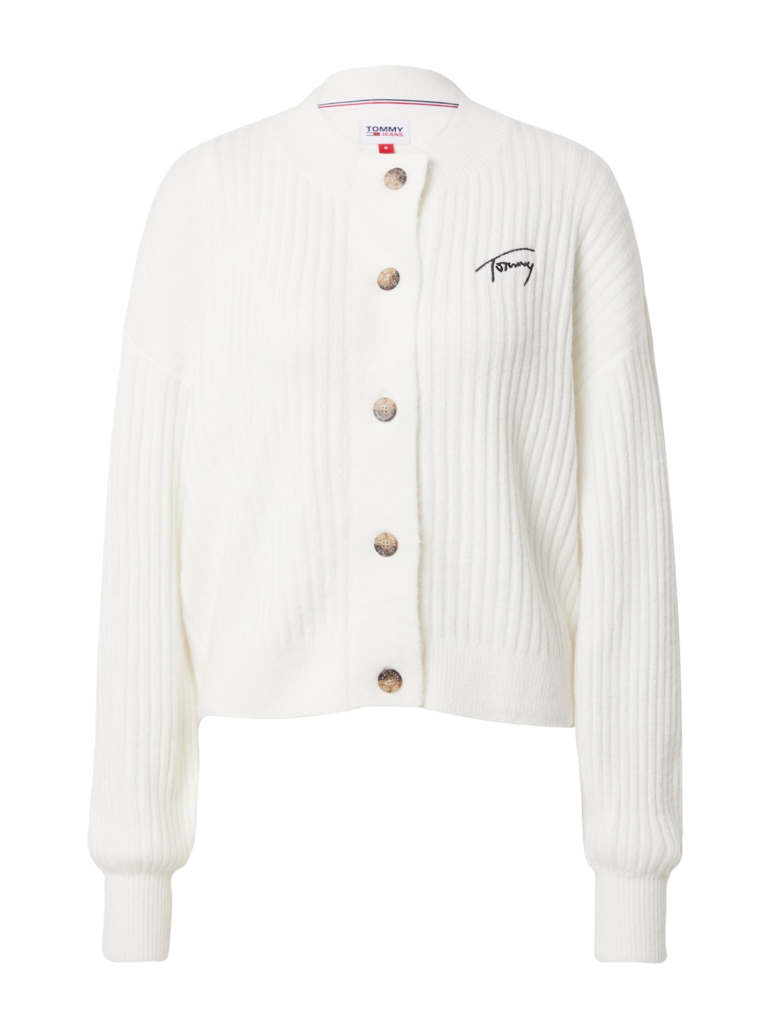 Tommy Jeans Pletena jopa  črna / bela