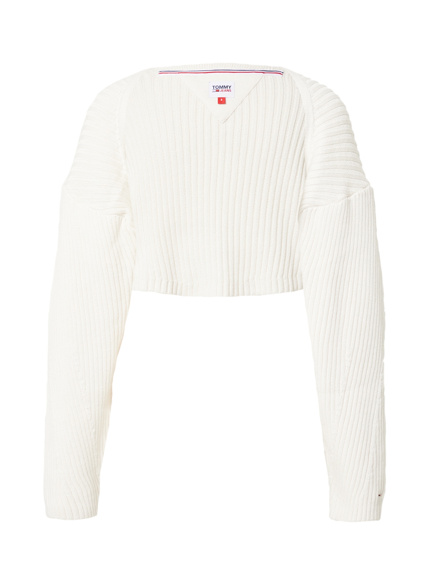 Tommy Jeans Pletena jopa  mornarska / ognjeno rdeča / bela