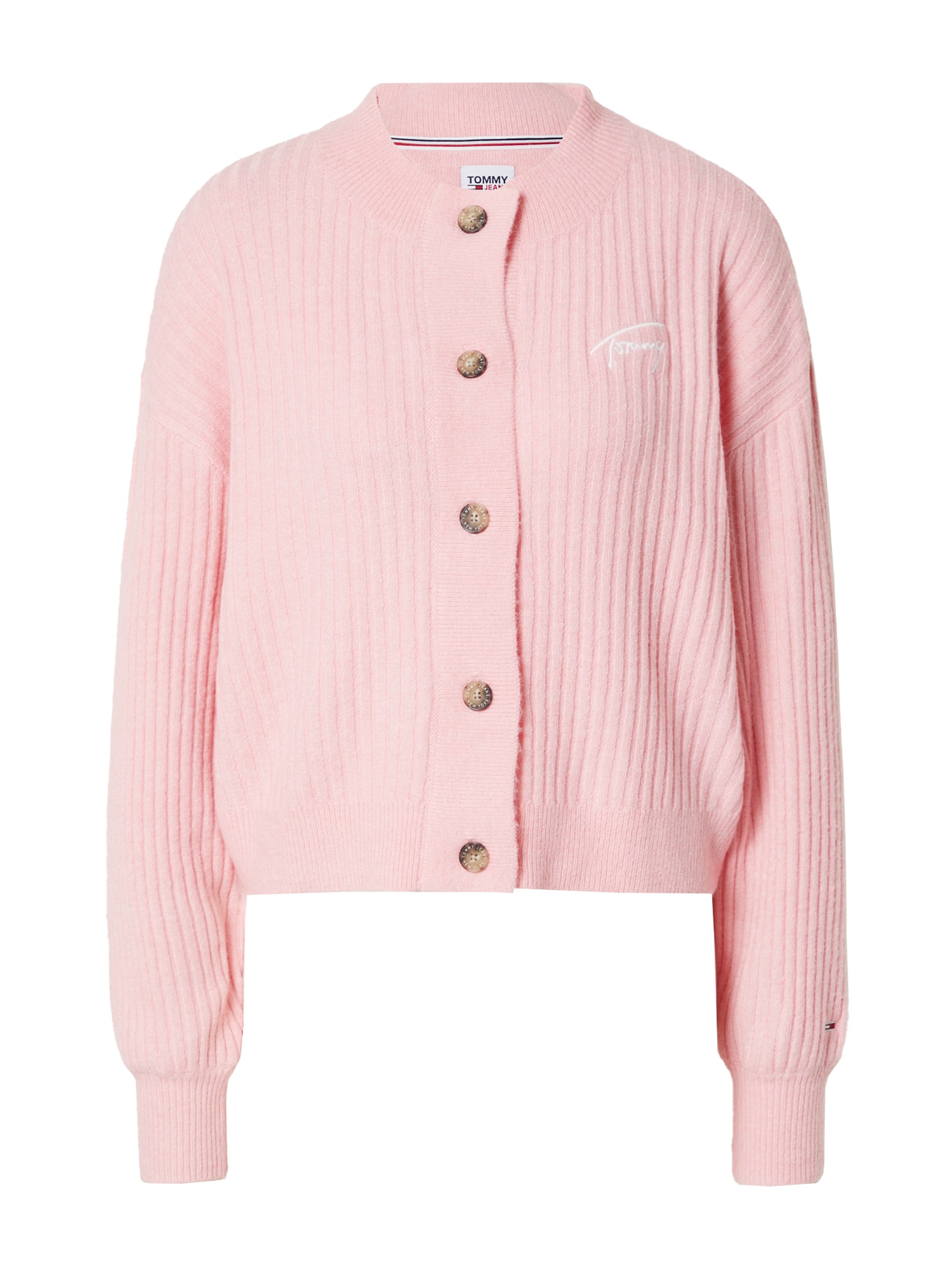Tommy Jeans Pletena jopa  roza / bela