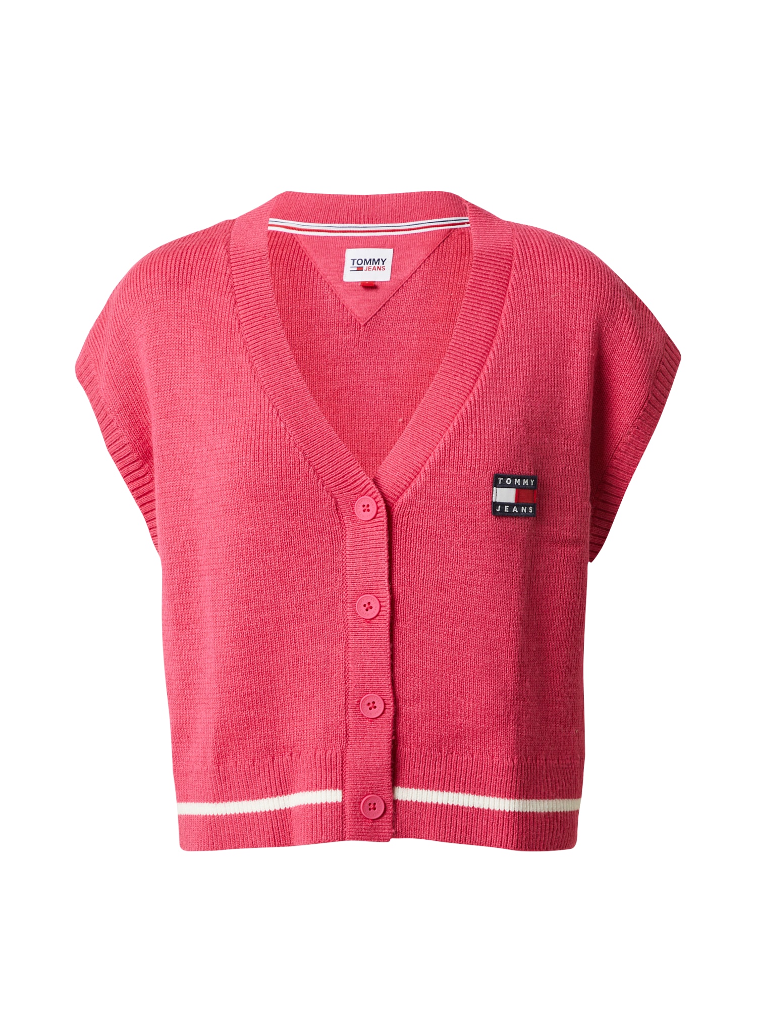 Tommy Jeans Pletena jopa  temno modra / pitaja / bela