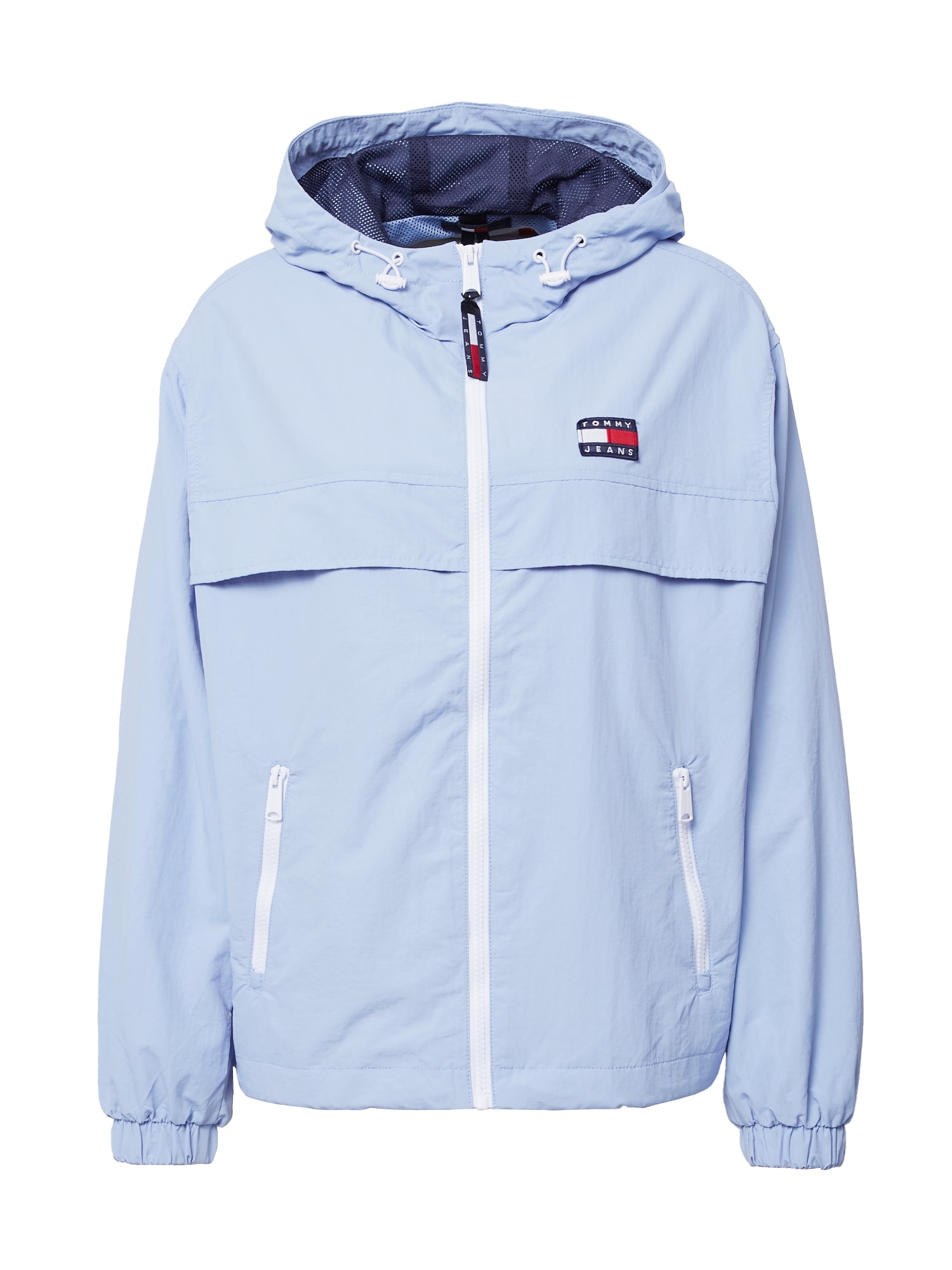 Tommy Jeans Prehodna jakna 'CHICAGO'  modra / opal / rdeča / bela