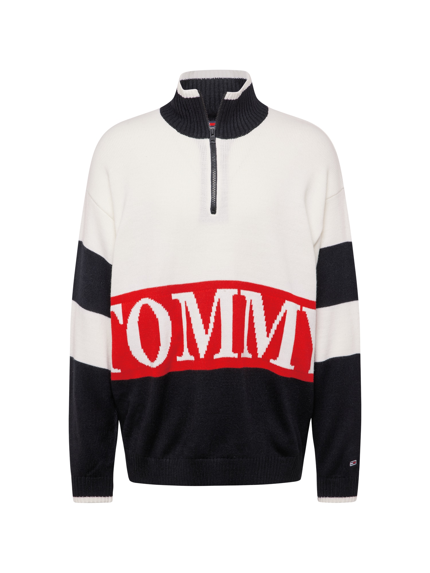 Tommy Jeans Pulover  rdeča / črna / bela