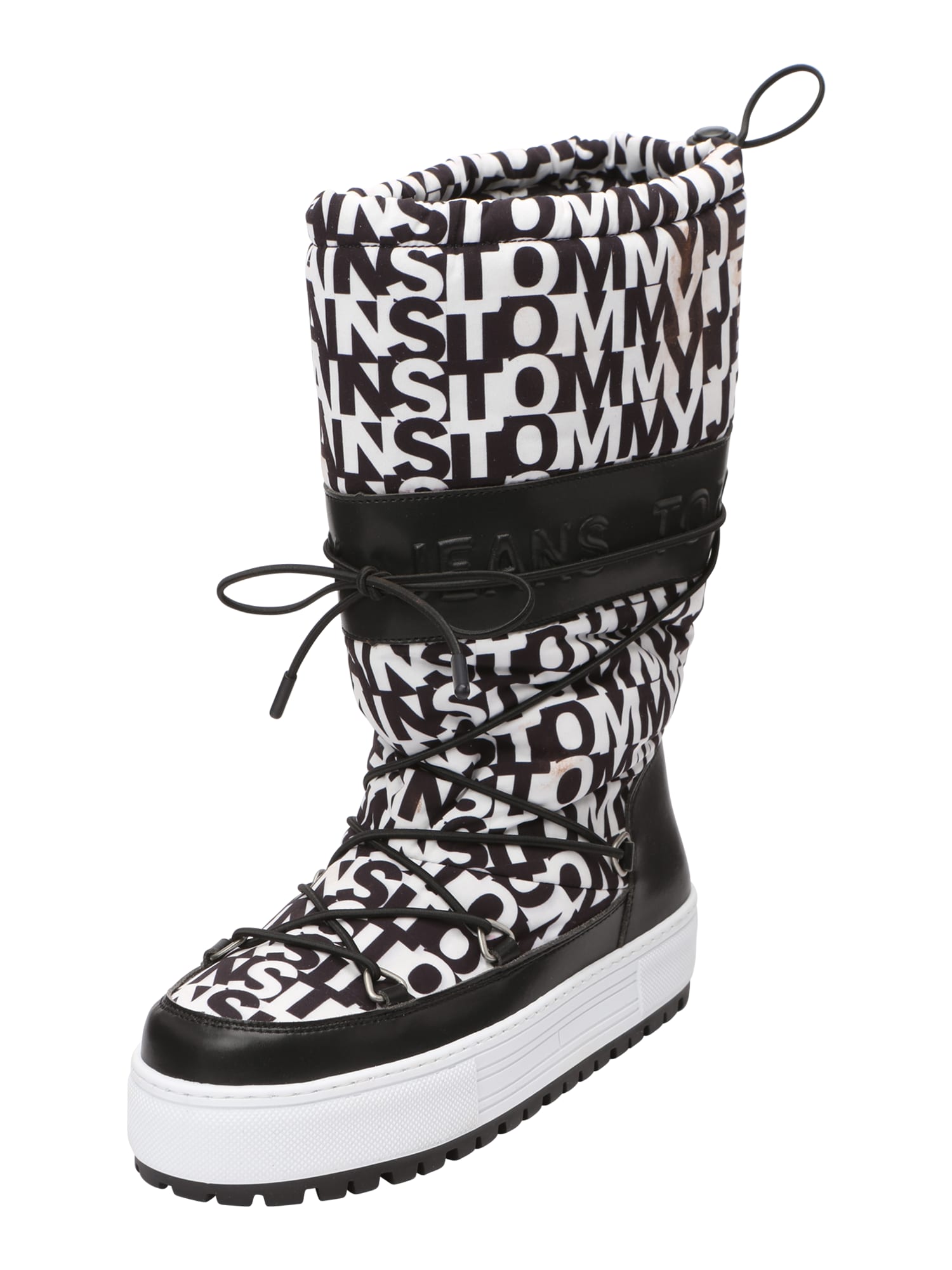 Tommy Jeans Škornji za v sneg  črna / bela