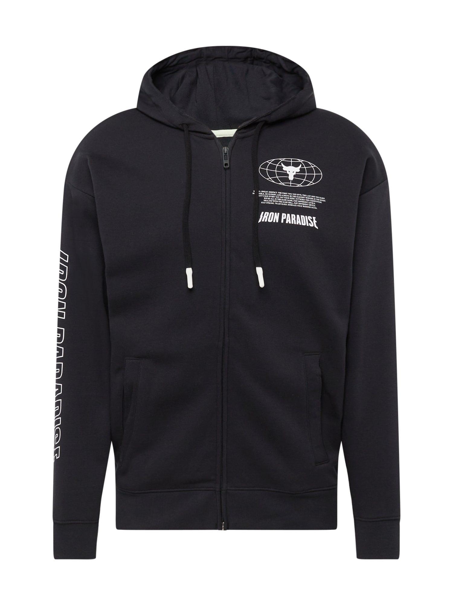 UNDER ARMOUR Športna jopa na zadrgo  črna / bela