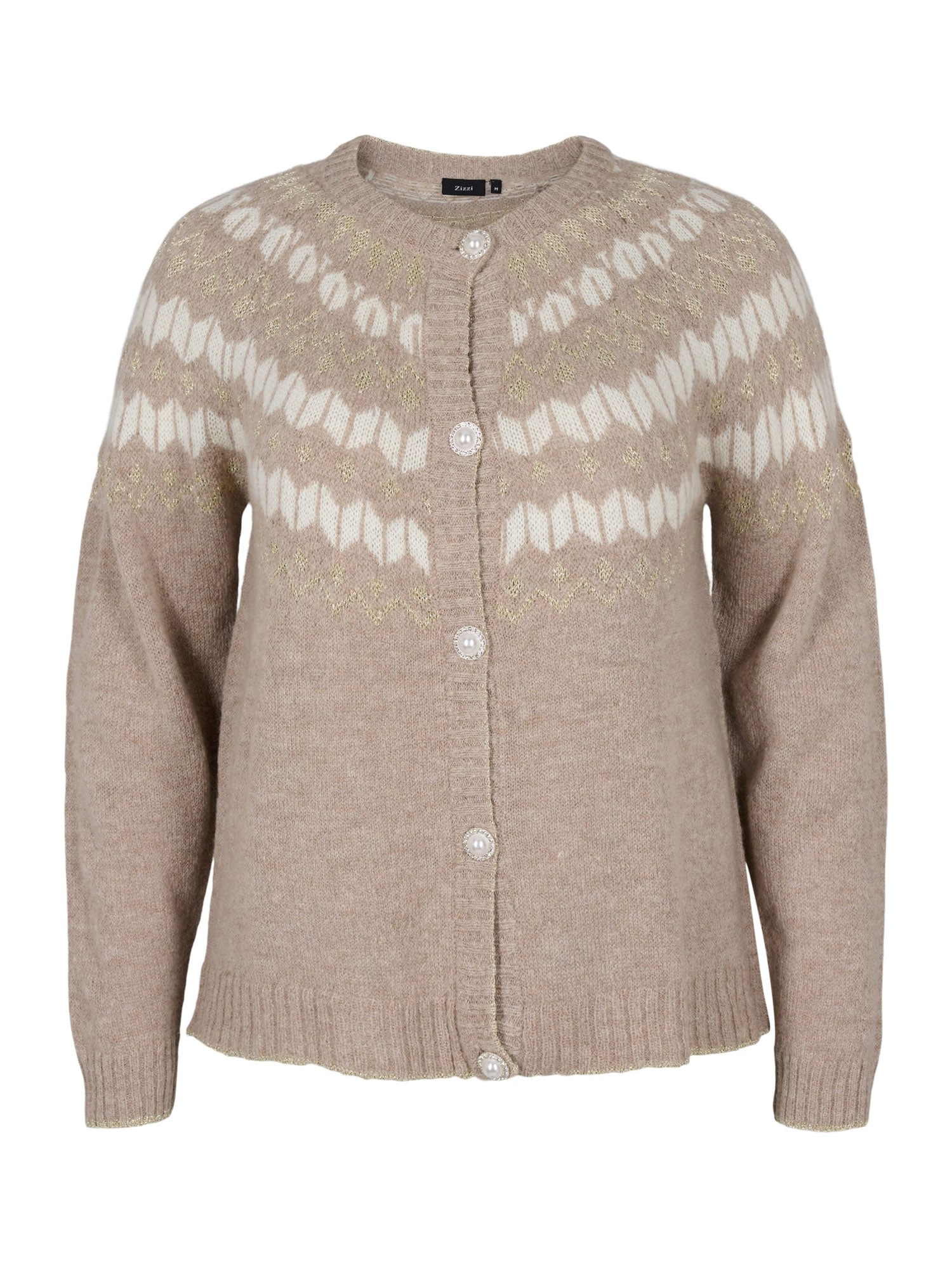 Zizzi Pletena jopa  chamois / zlato-rumena / off-bela