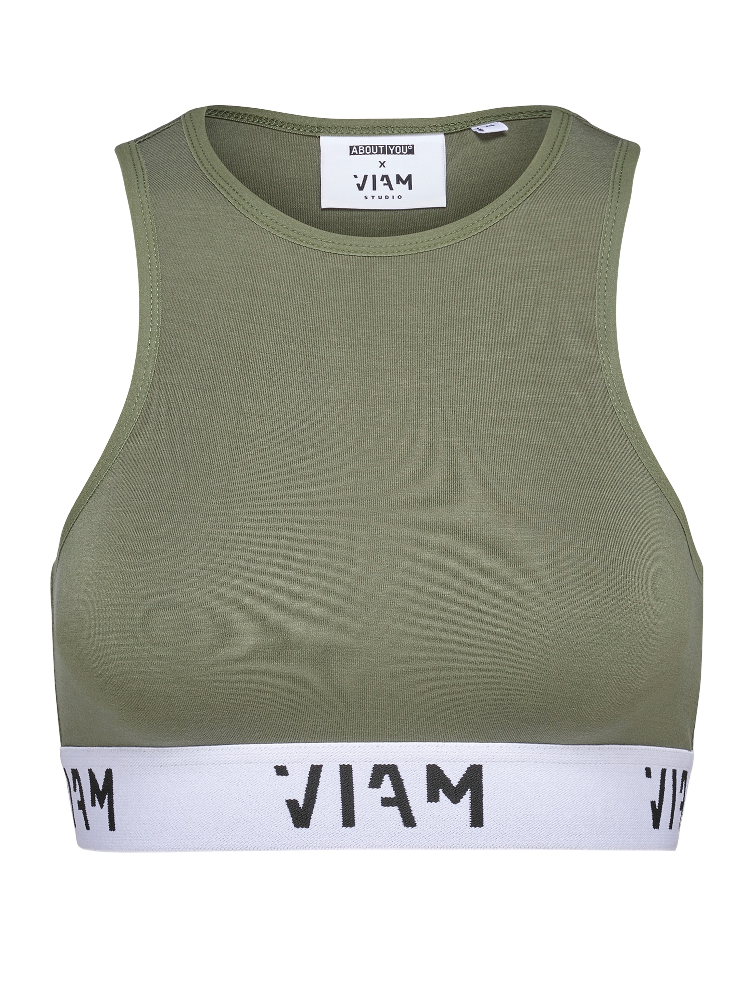 ABOUT YOU x VIAM Studio Top 'Decisive'  kaki / črna / bela