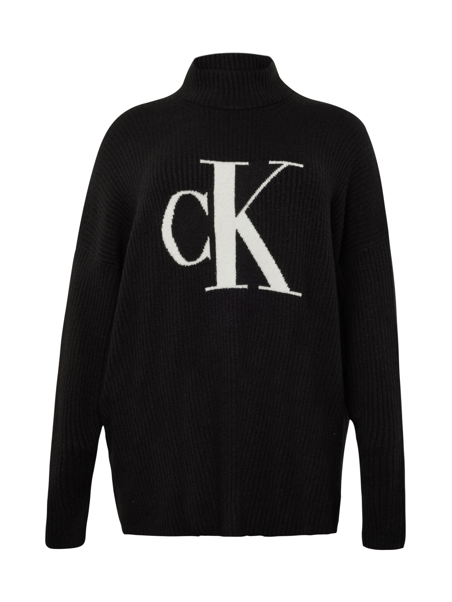 Calvin Klein Jeans Curve Pulover  črna / bela