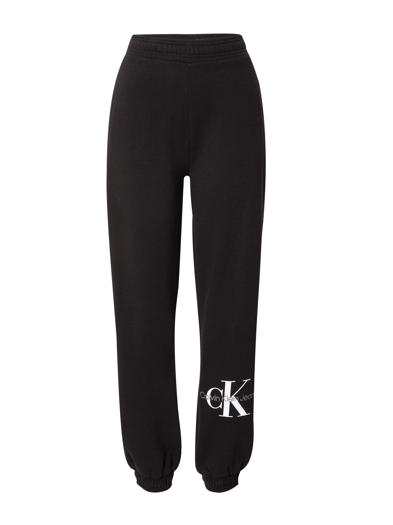Calvin Klein Jeans Hlače  črna / bela