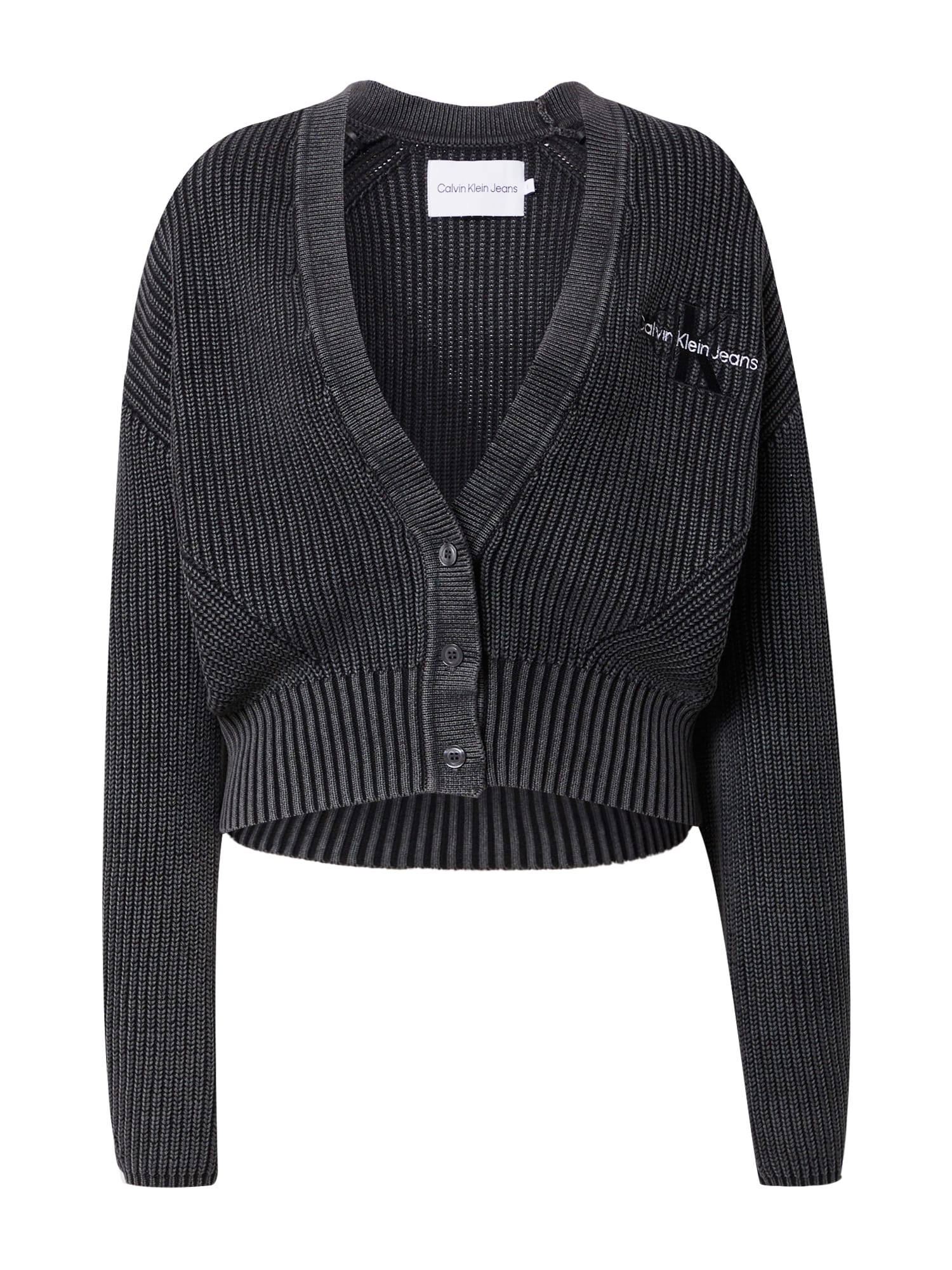 Calvin Klein Jeans Pletena jopa  črna / bela