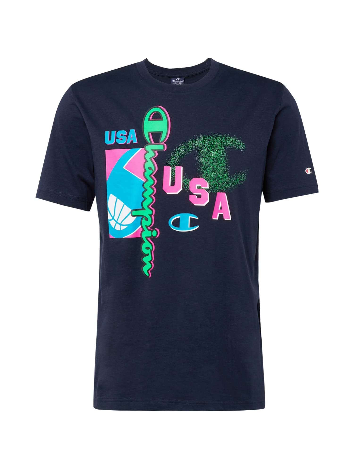 Champion Authentic Athletic Apparel Majica  nebeško modra / temno modra / zelena / roza