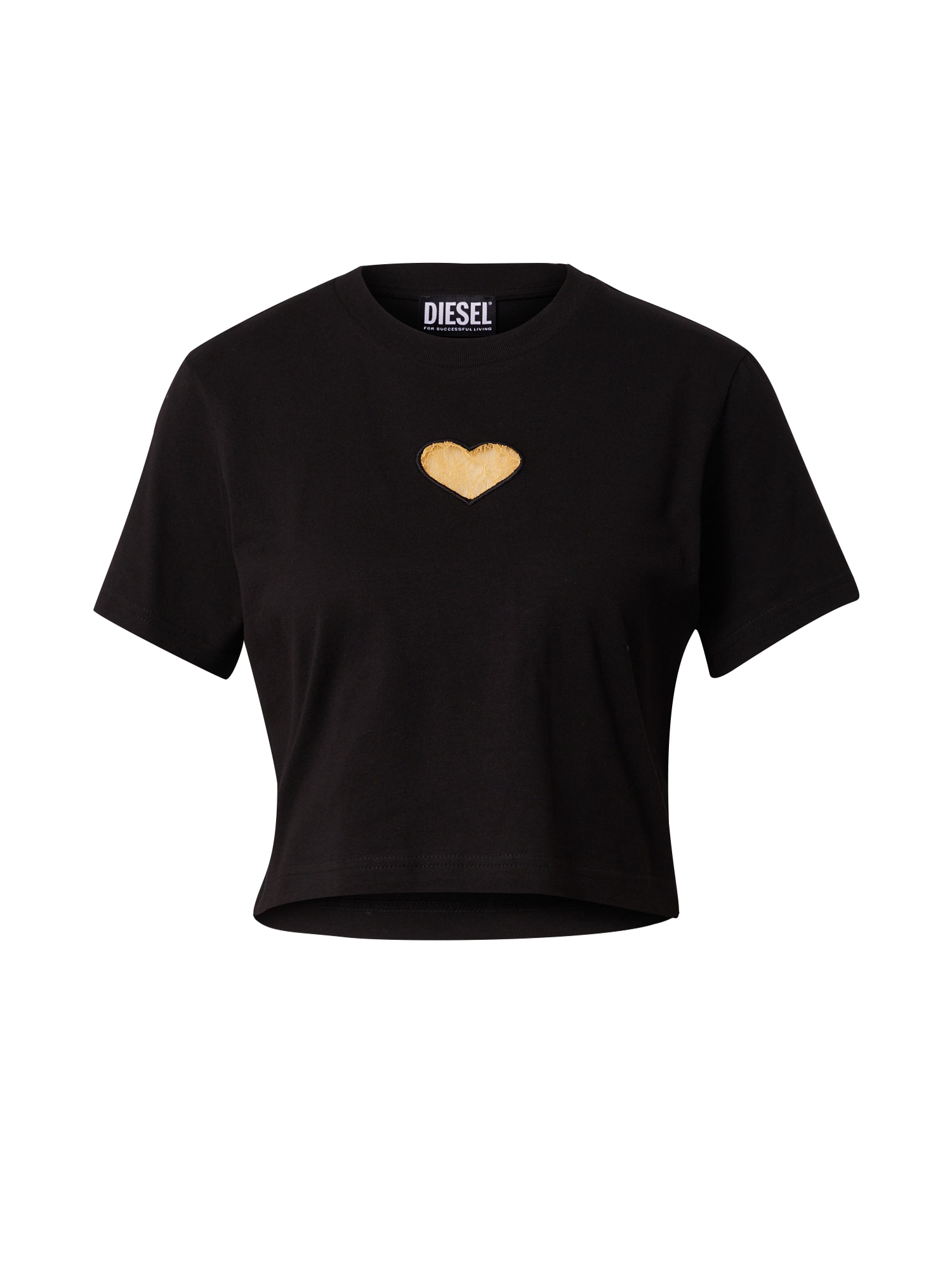 DIESEL Majica 'HEARTY'  pastelno rumena / črna