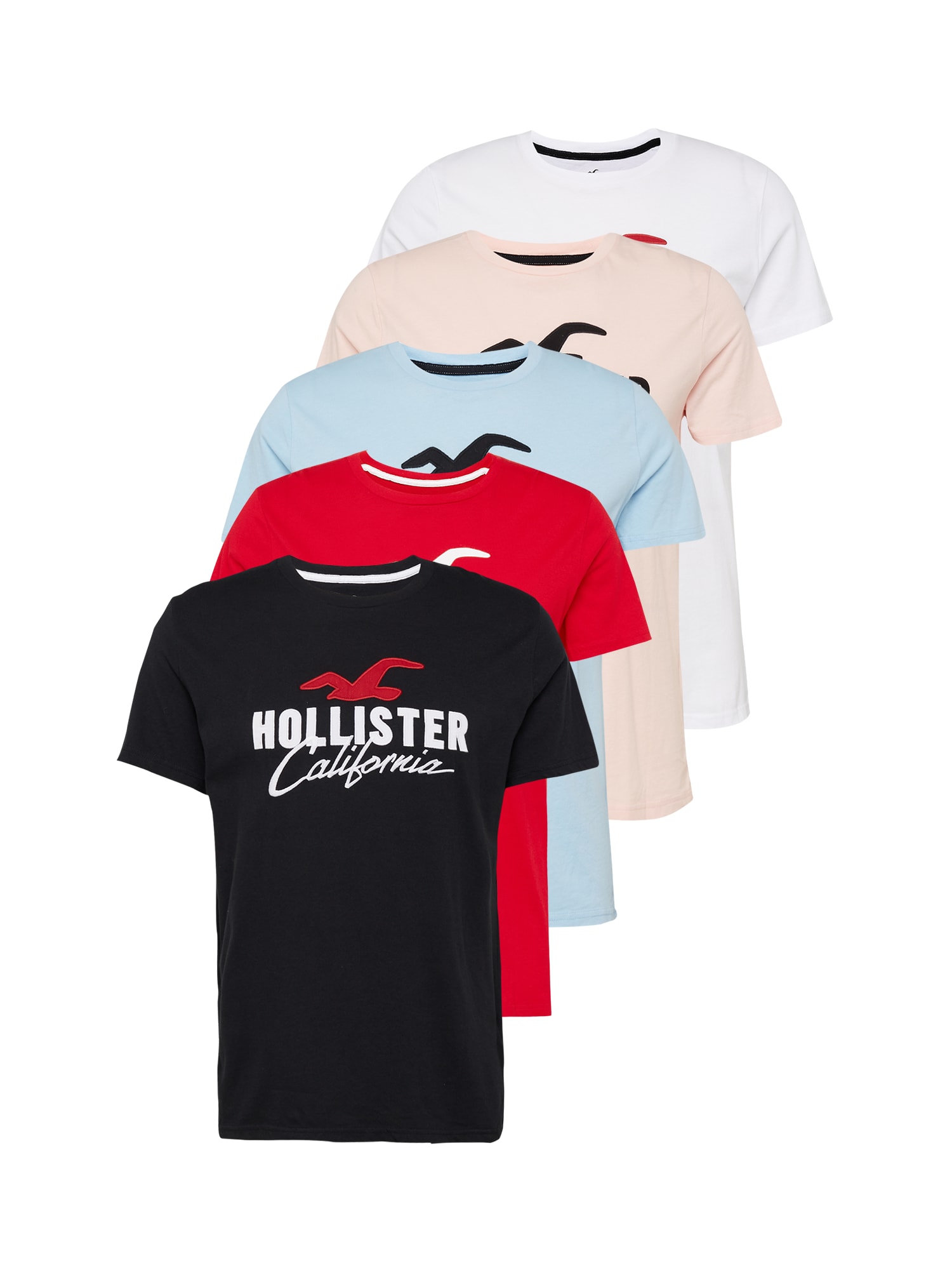 HOLLISTER Majica  svetlo modra / rdeča / črna / bela