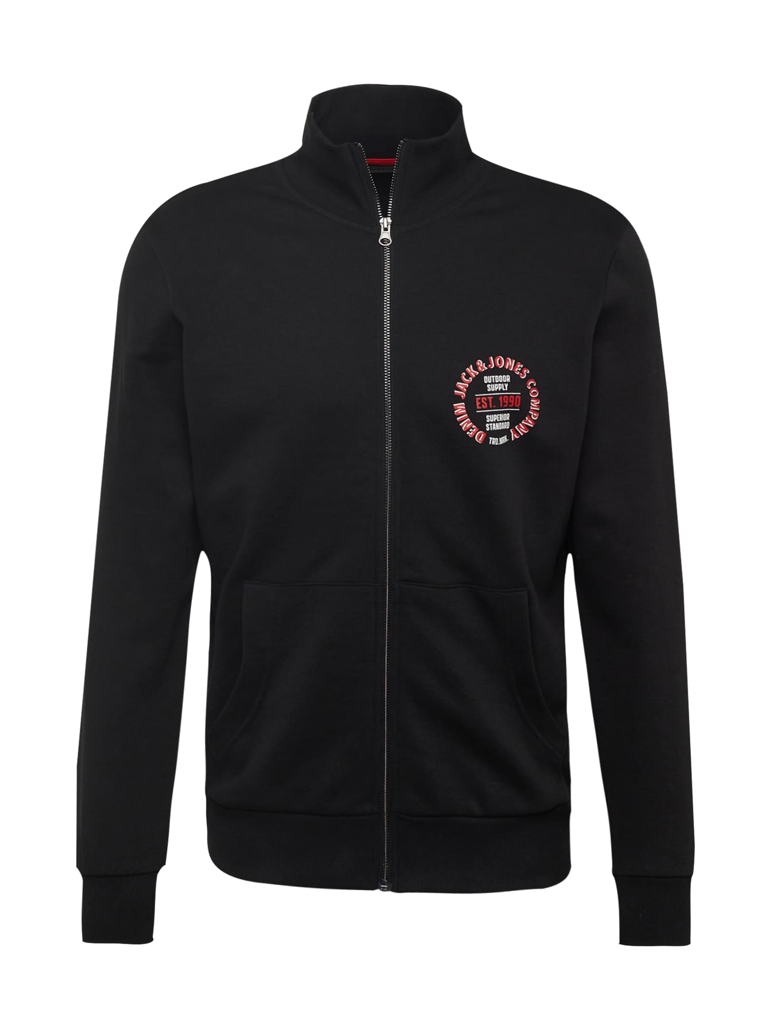 JACK & JONES Jopa na zadrgo 'ANDY'  grenada / krvavo rdeča / črna / bela