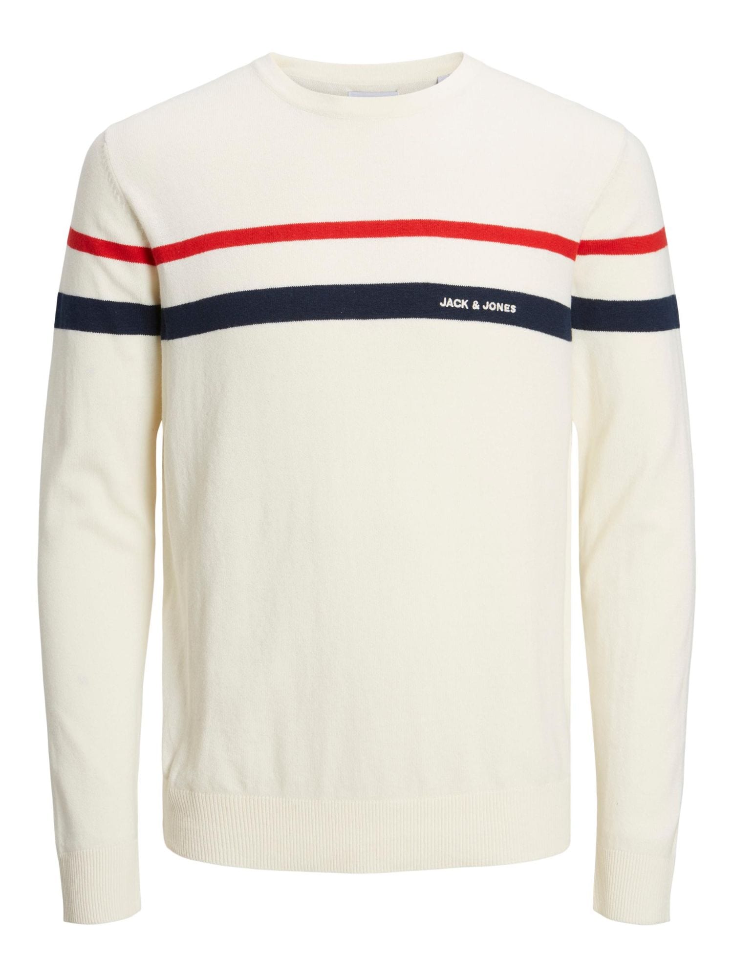 JACK & JONES Pulover 'Emil'  kremna / nočno modra / rdeča