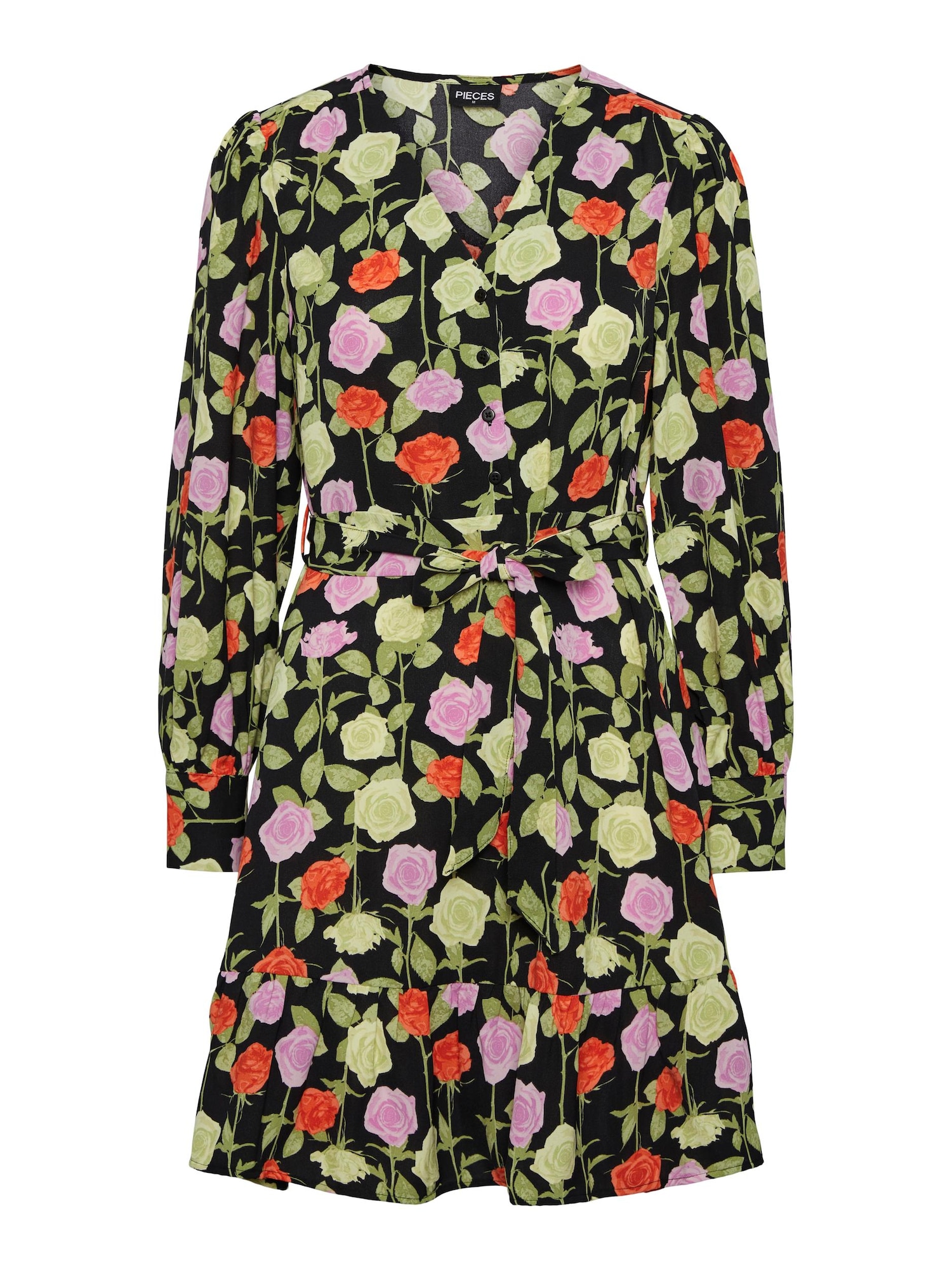 PIECES Dolga srajca 'Blossom'  travnato zelena / lila / grenada / črna