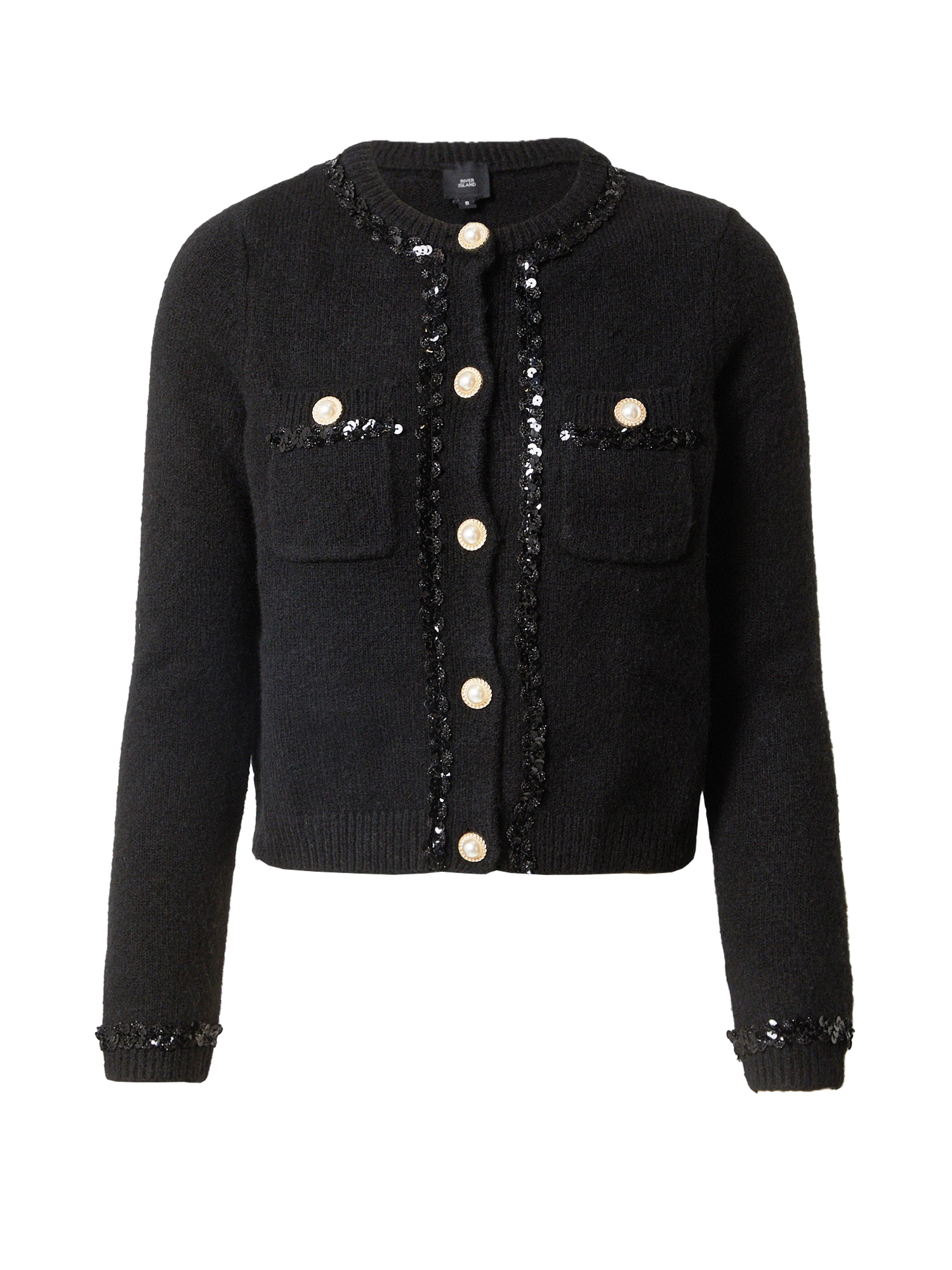 River Island Pletena jopa 'CARDI'  črna