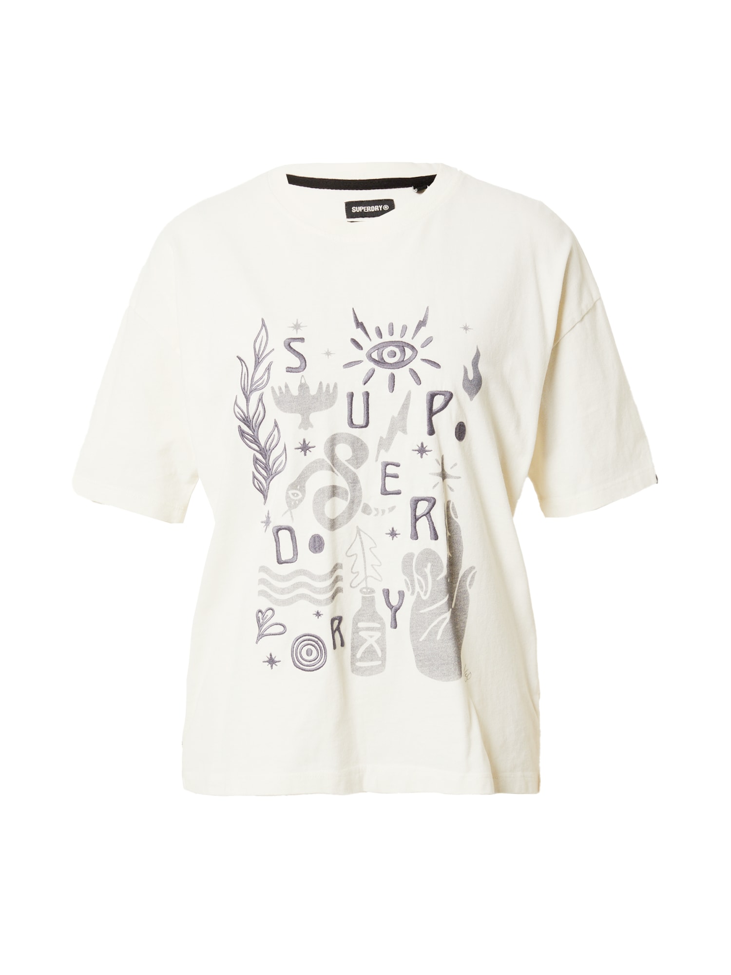 Superdry Majica  srebrno-siva / dimno-siva / bela