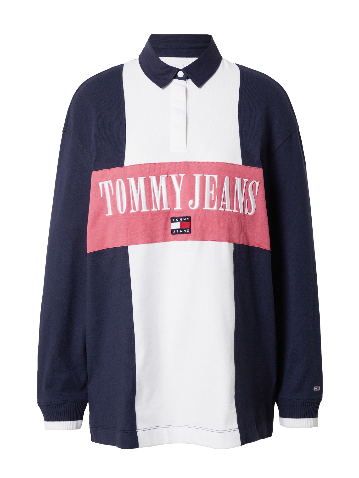 Tommy Jeans Majica  mornarska / rdeča / melona / bela