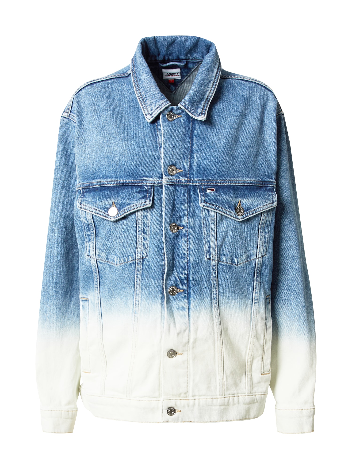 Tommy Jeans Prehodna jakna  moder denim / bela