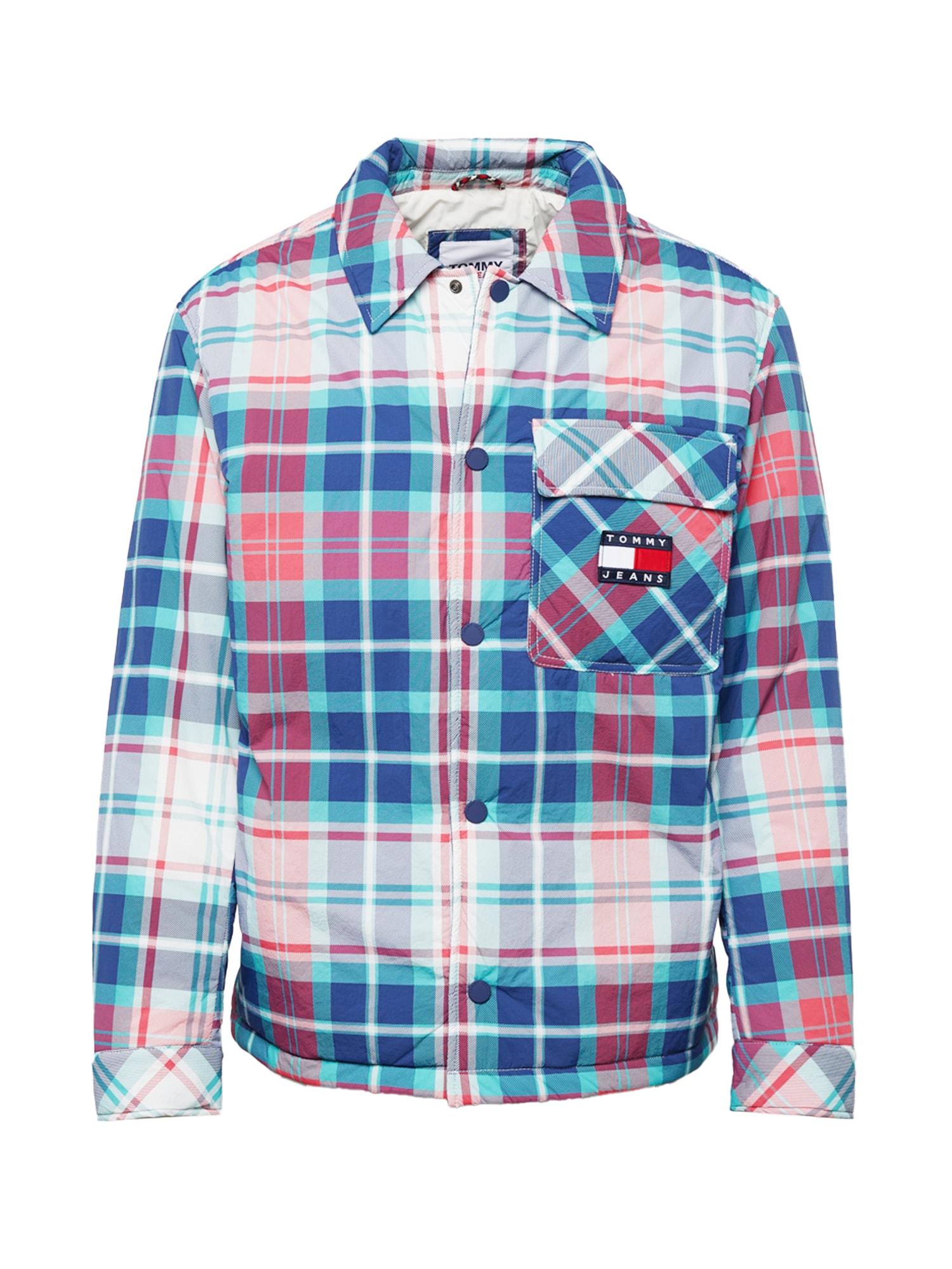 Tommy Jeans Prehodna jakna  modra / žad / roza / bela