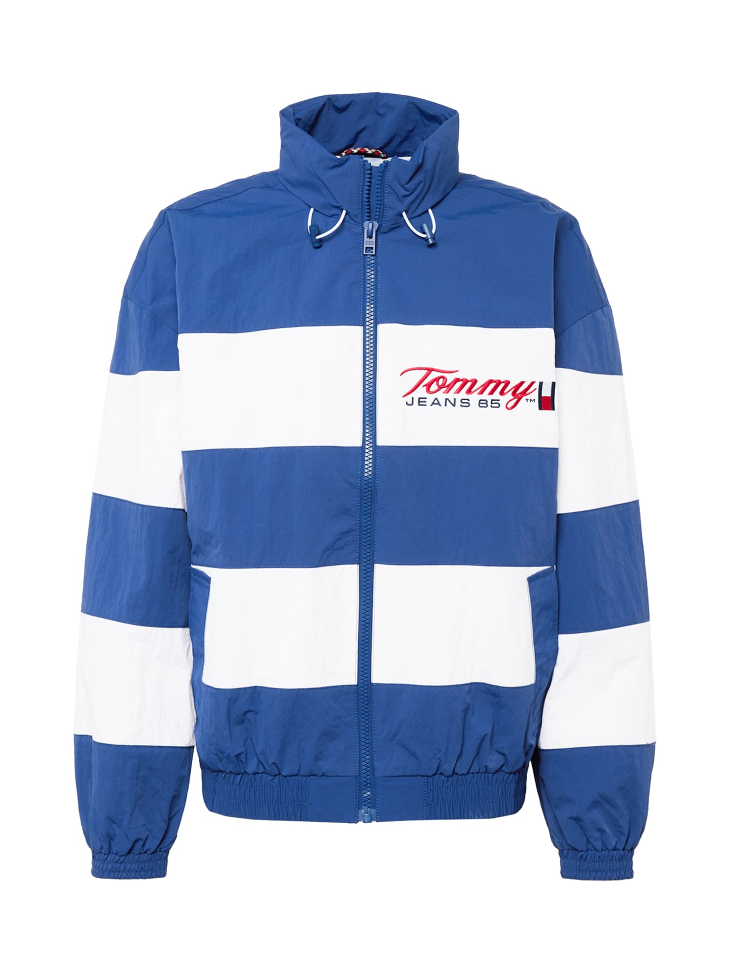 Tommy Jeans Prehodna jakna  modra / živo rdeča / bela