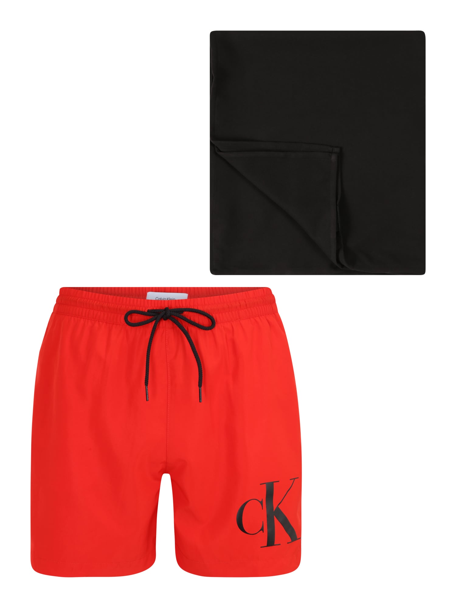 Calvin Klein Swimwear Kratke kopalne hlače  rdeča / črna