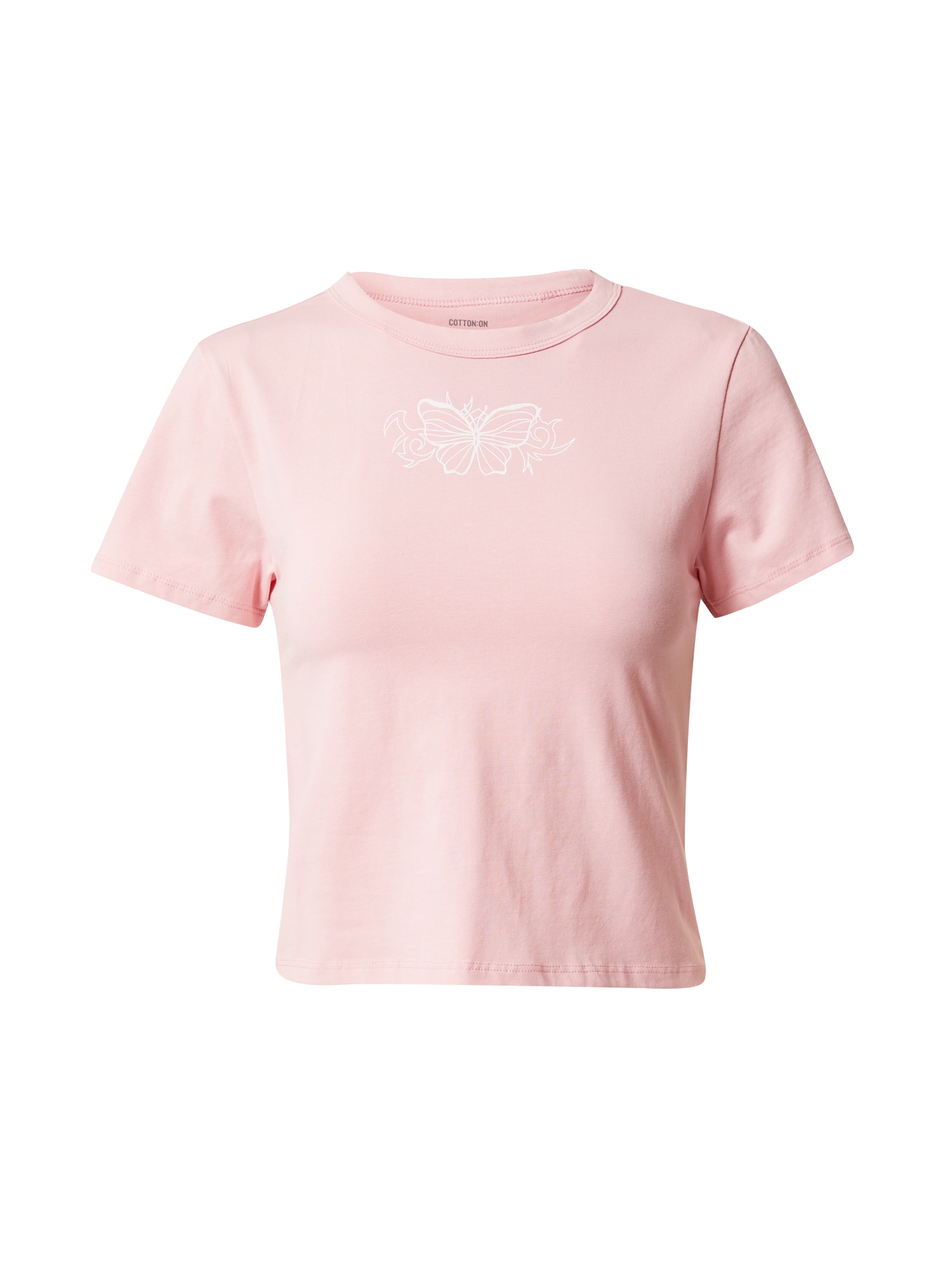 Cotton On Majica  svetlo roza / bela