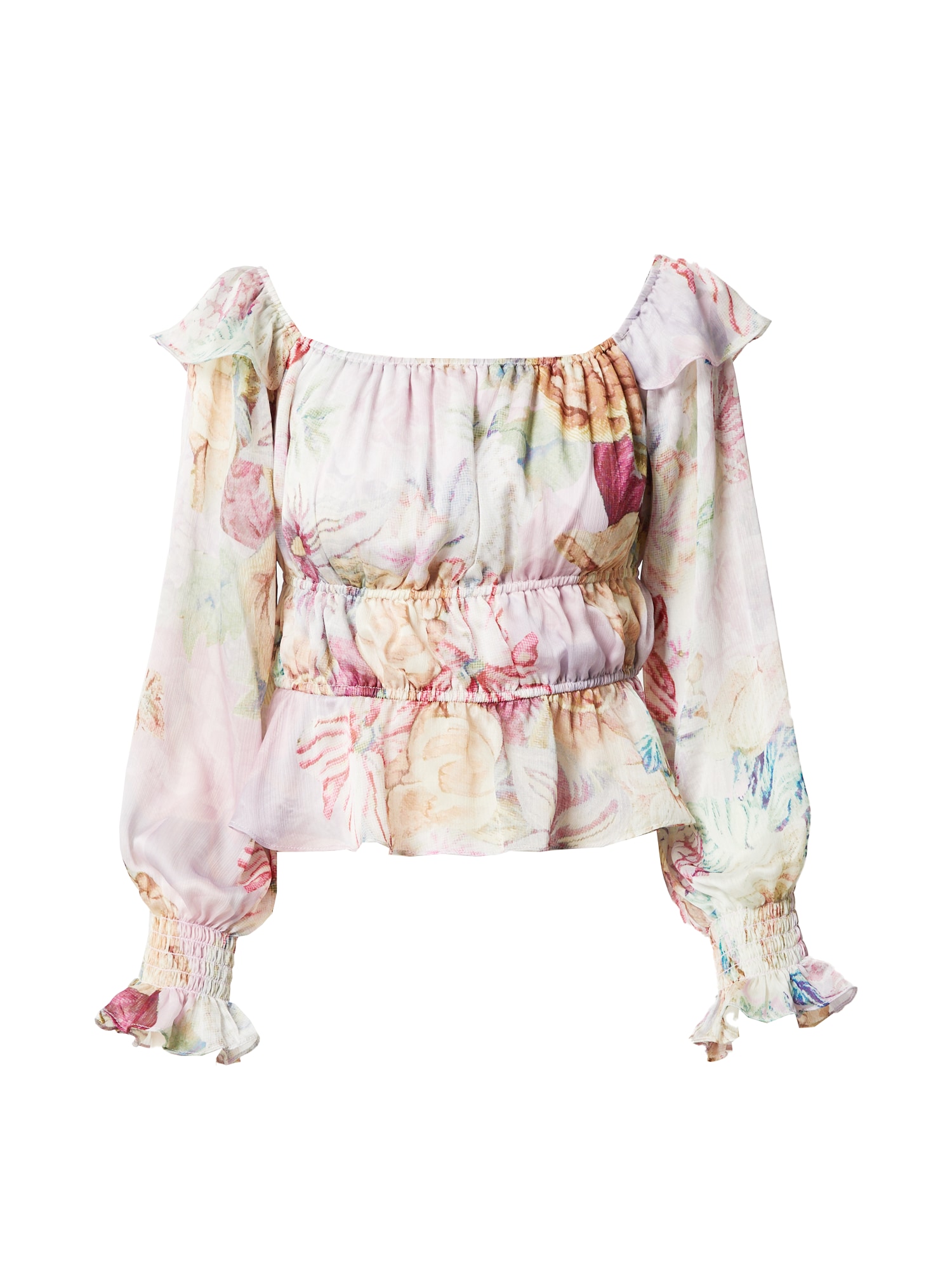 GUESS Bluza  svetlo rjava / pastelno zelena / roza / pitaja