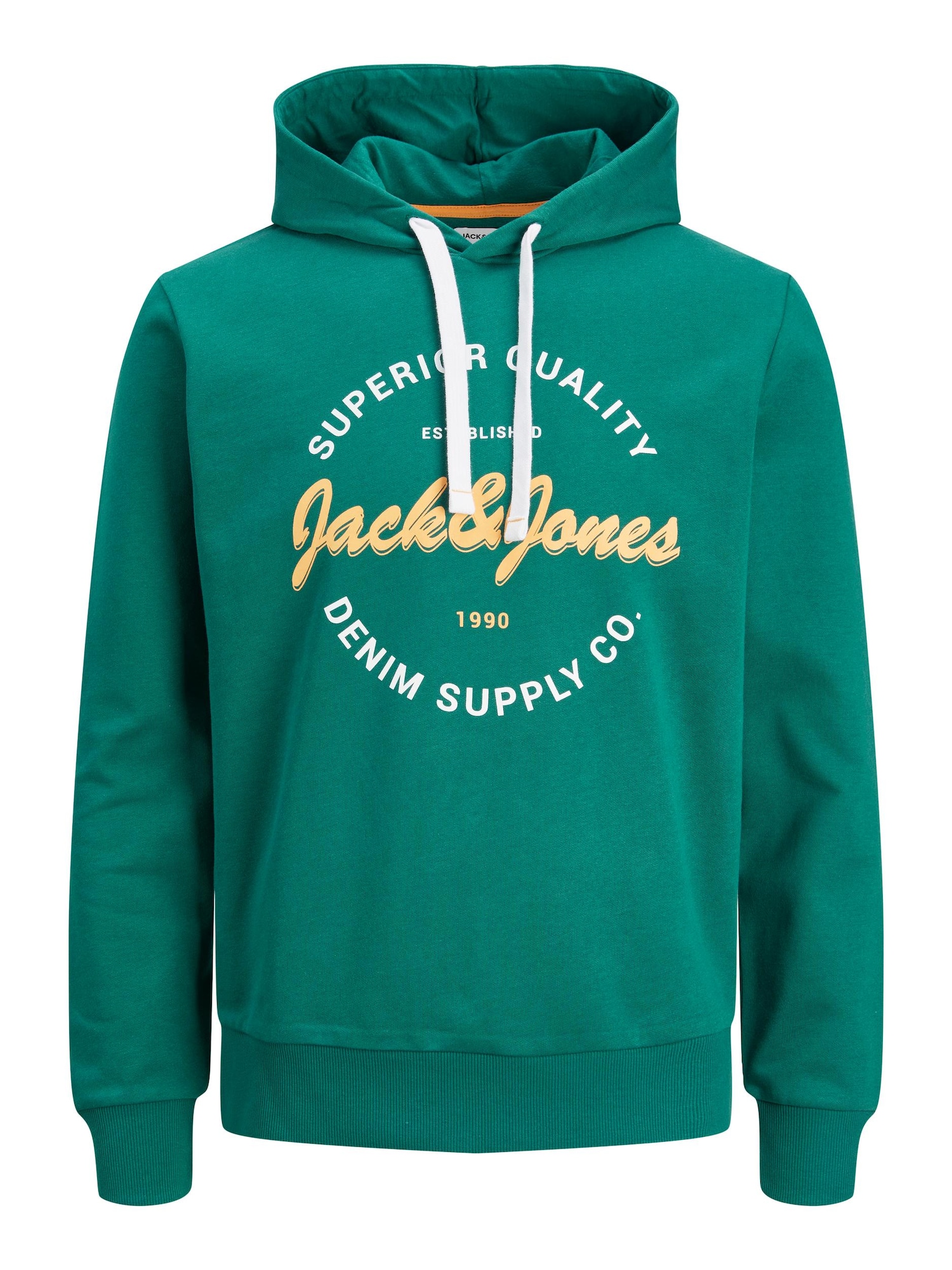 JACK & JONES Majica 'ANDY'  temno zelena / svetlo oranžna / bela