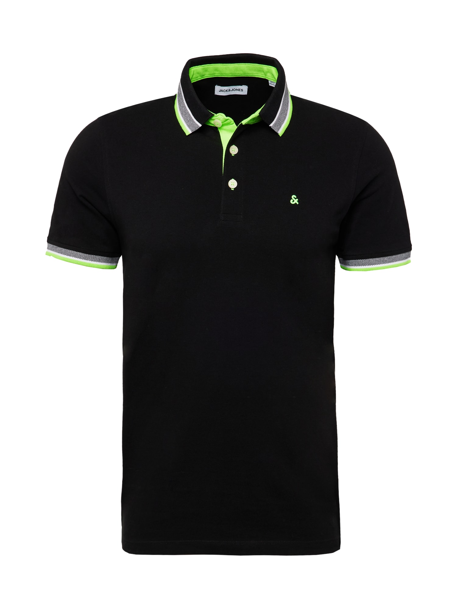 JACK & JONES Majica 'PAULOS'  neonsko zelena / črna / bela