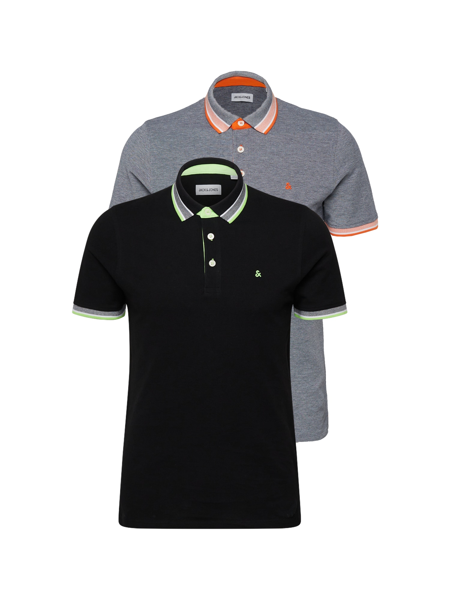 JACK & JONES Majica 'Paulos'  golobje modra / svetlo zelena / oranžna / črna