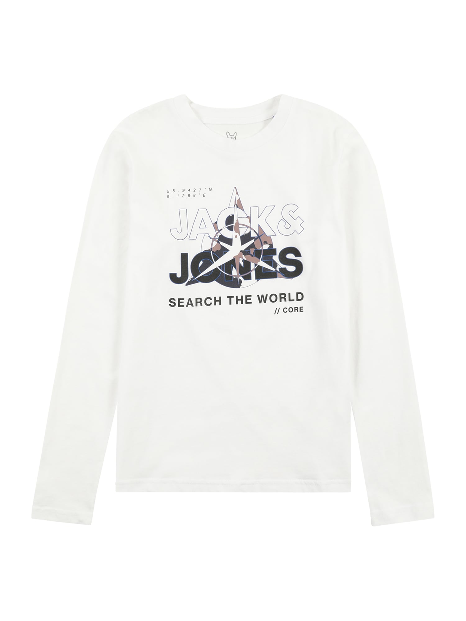 Jack & Jones Junior Majica 'HUNT'  svetlo rjava / črna / bela